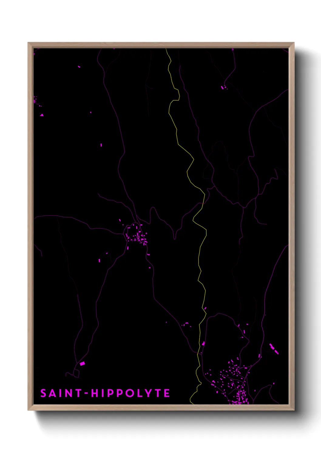 Une affiche de carte sur Saint-Hippolyte