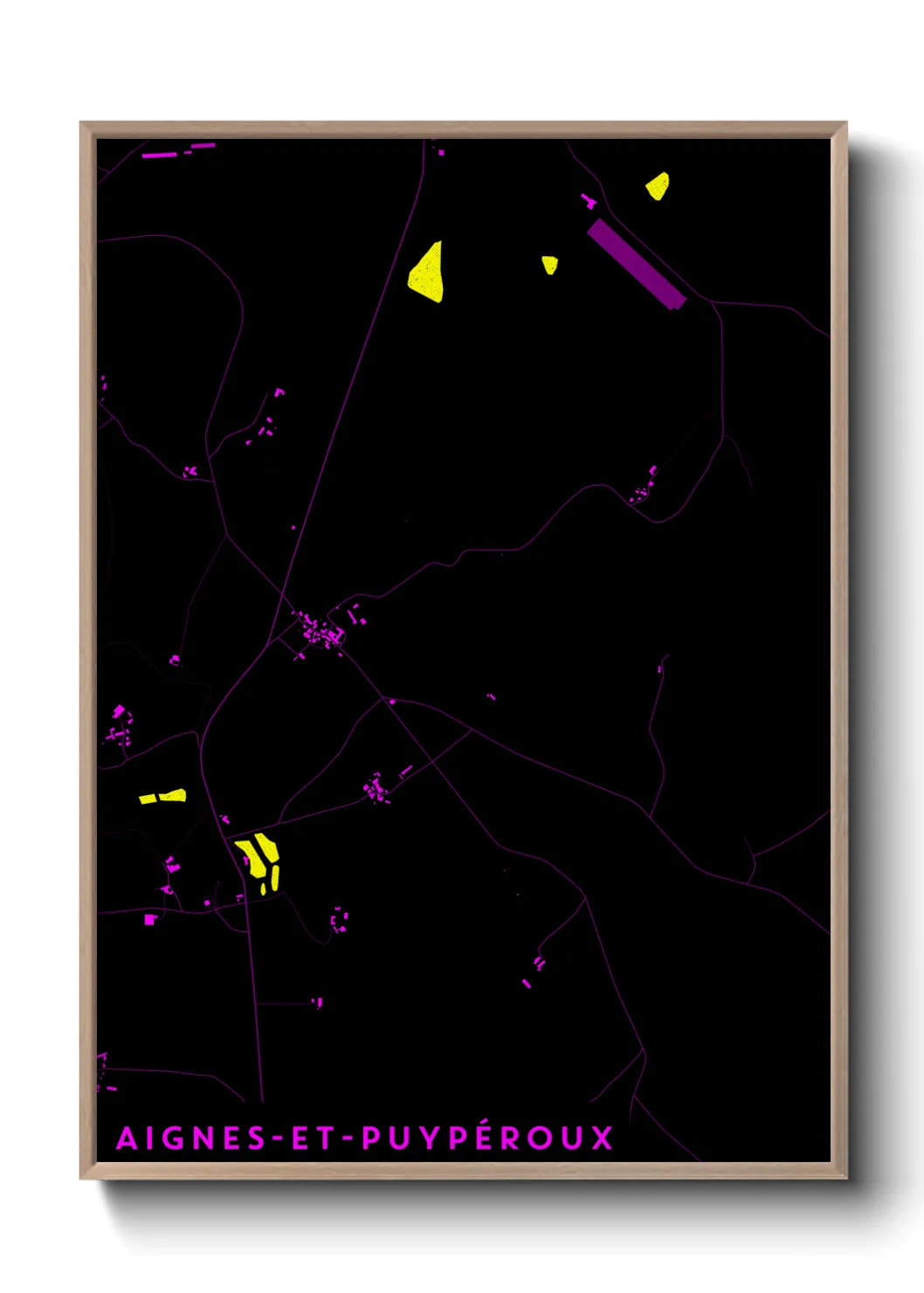 Une affiche de carte sur Aignes-et-Puypéroux