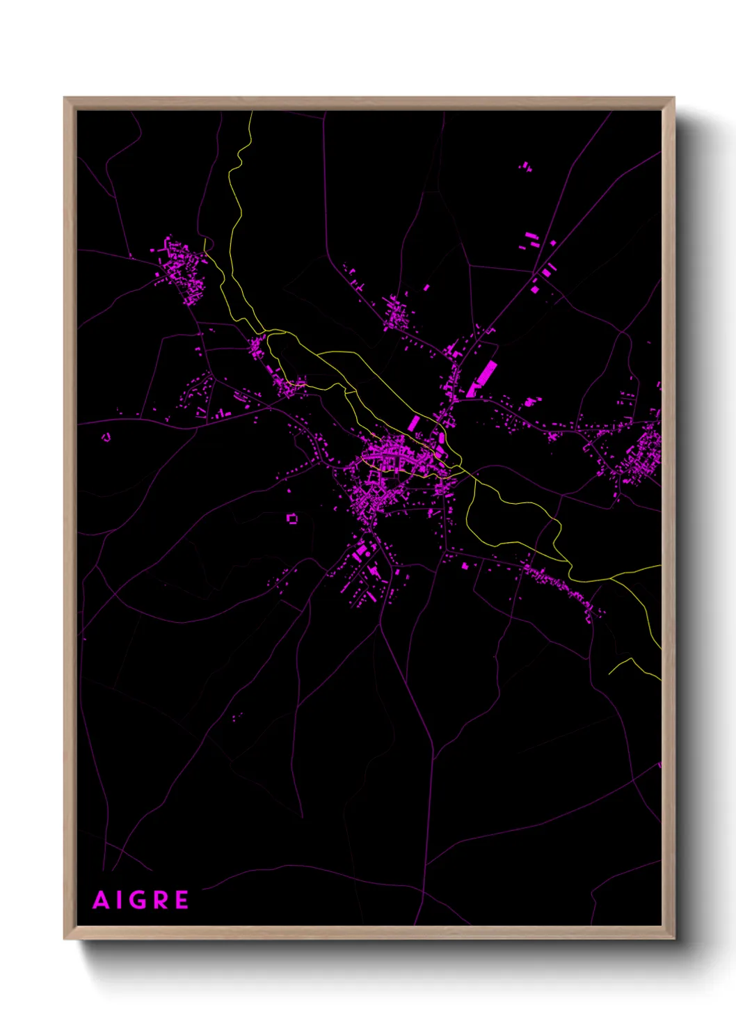 Une affiche de carte sur Aigre