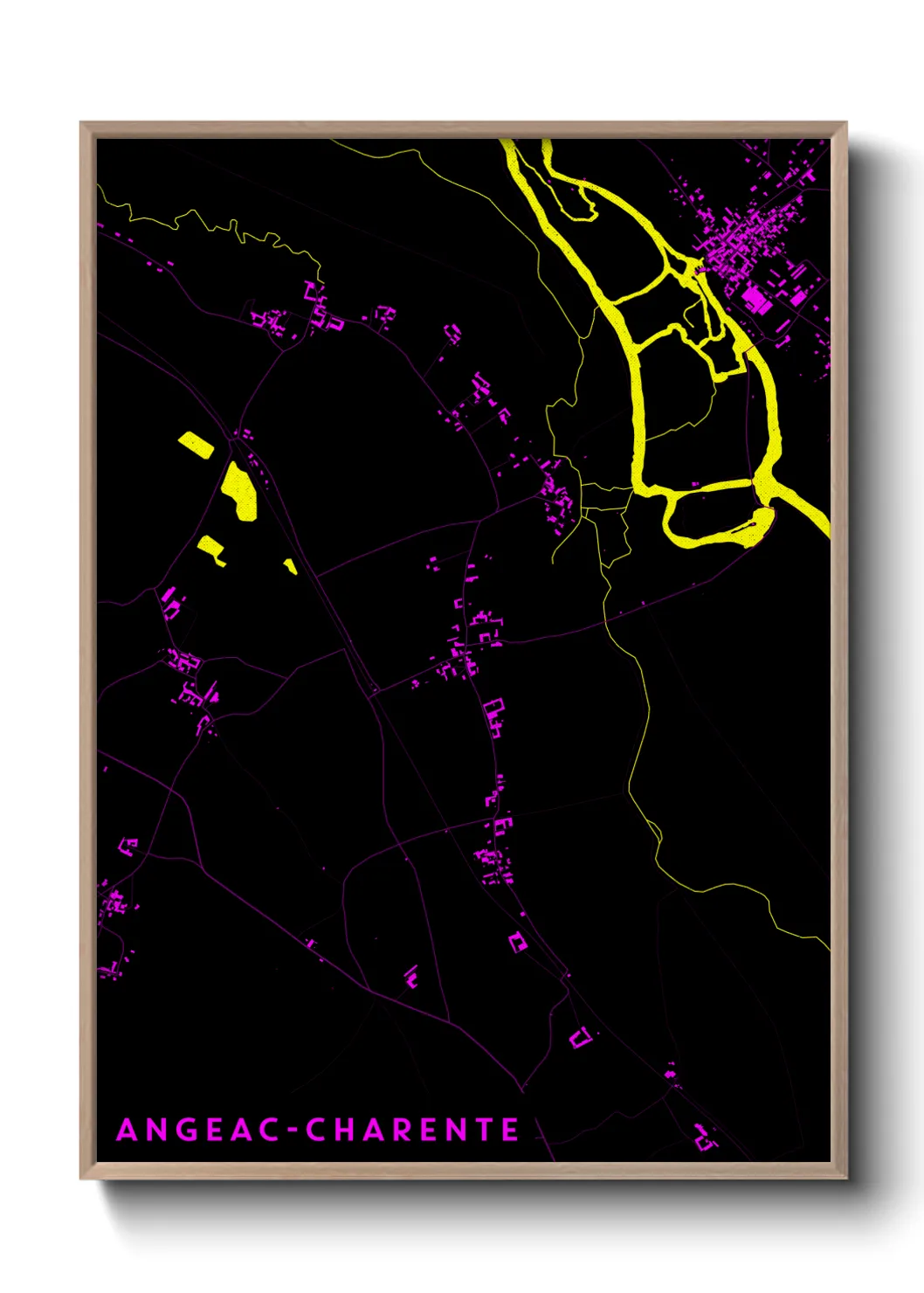 Une affiche de carte sur Angeac-Charente