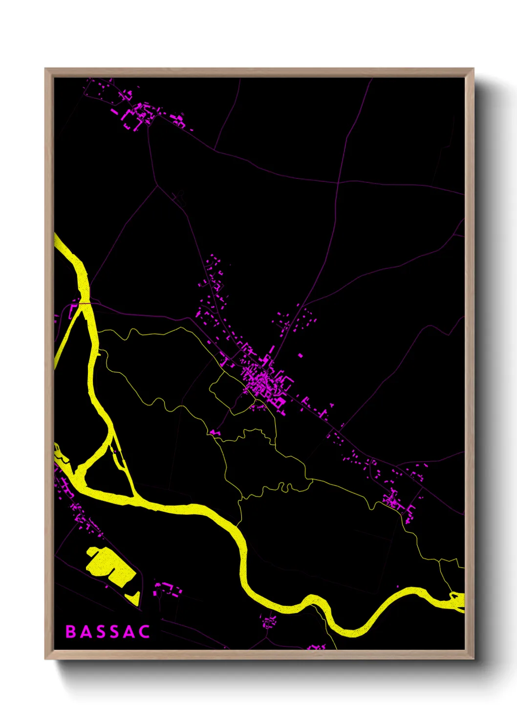 Une affiche de carte sur Bassac