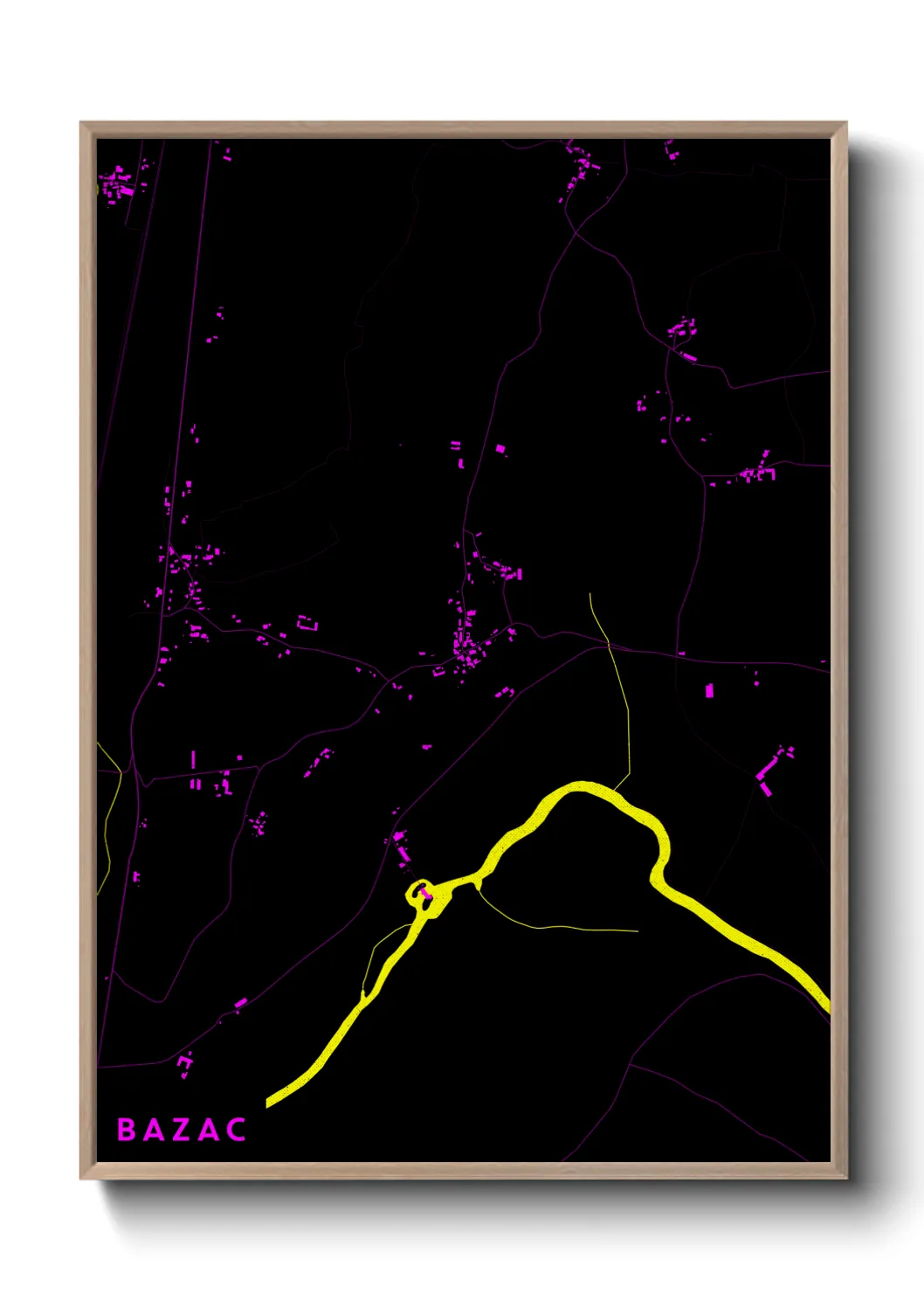 Une affiche de carte sur Bazac