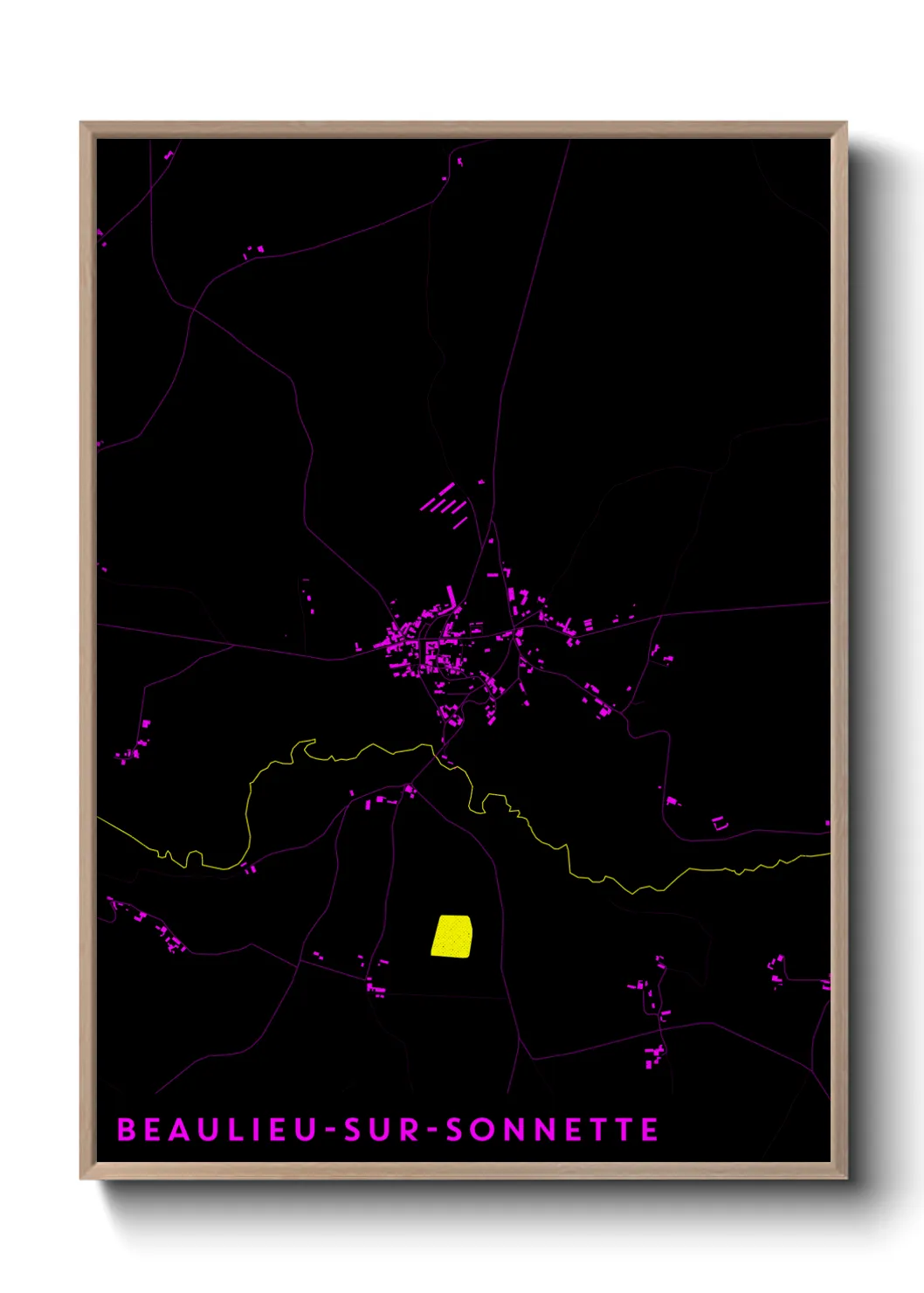Une affiche de carte sur Beaulieu-sur-Sonnette