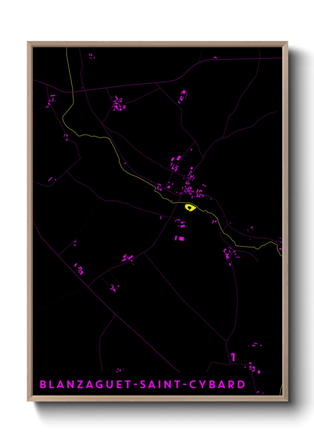 Une affiche de carte sur Blanzaguet-Saint-Cybard