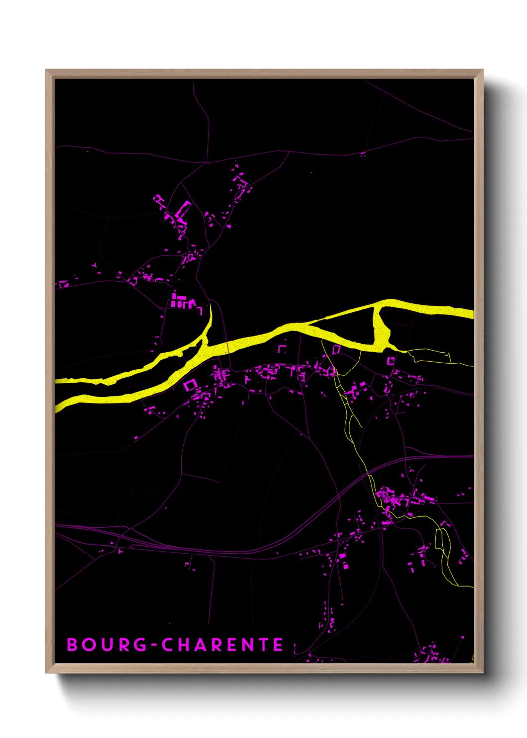 Une affiche de carte sur Bourg-Charente
