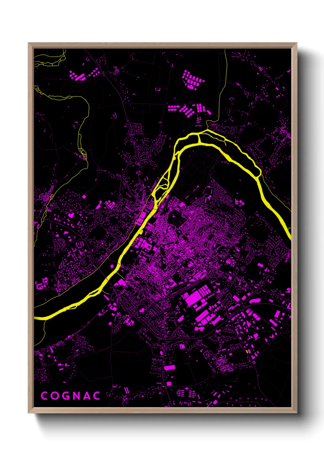 Une affiche de carte sur Cognac