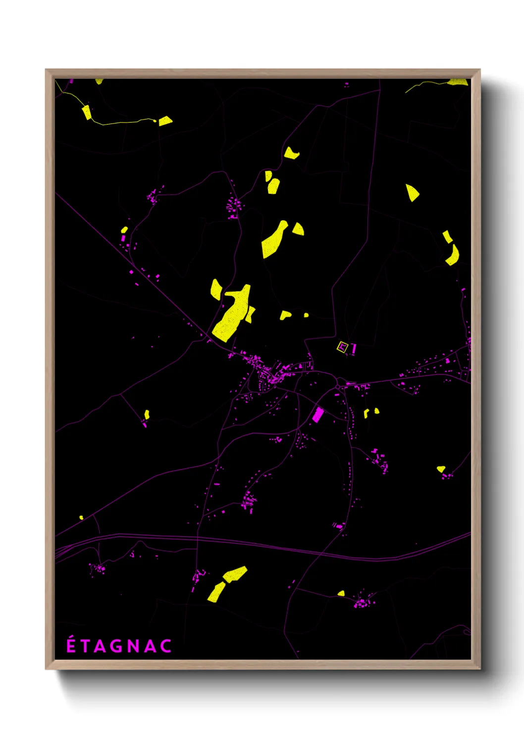 Une affiche de carte sur Étagnac