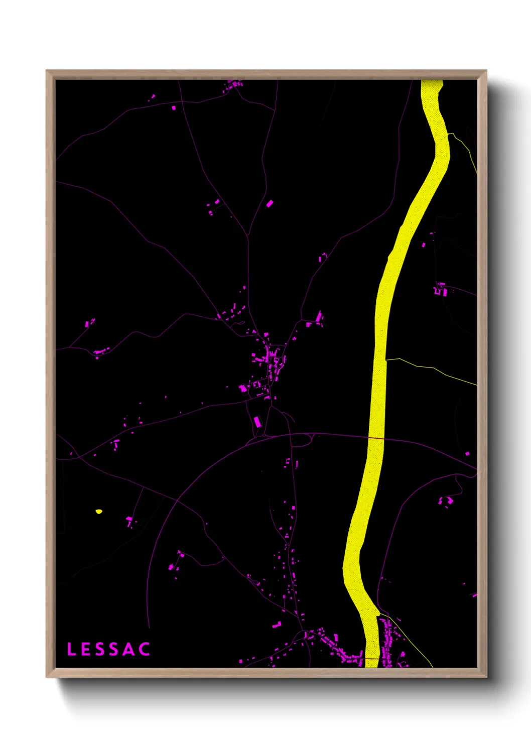 Une affiche de carte sur Lessac