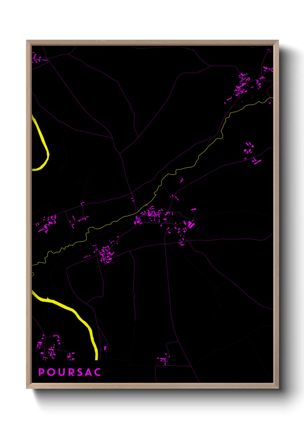 Une affiche de carte sur Poursac
