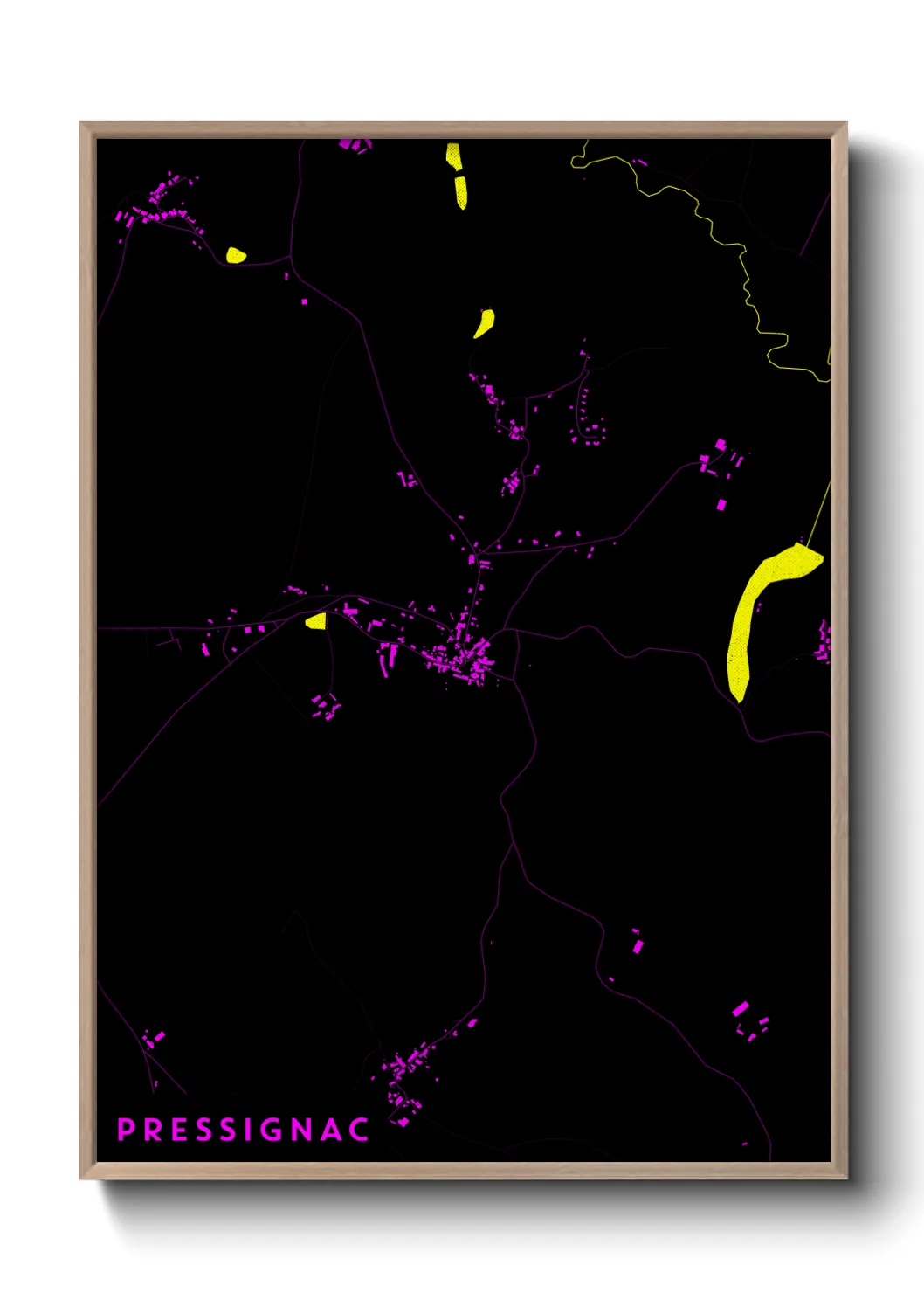 Une affiche de carte sur Pressignac