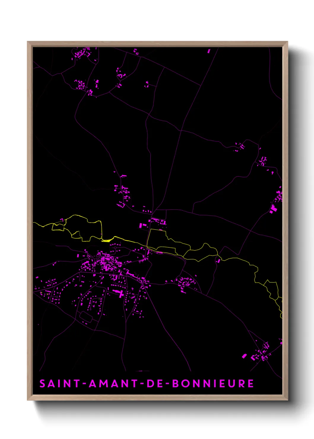 Une affiche de carte sur Saint-Amant-de-Bonnieure