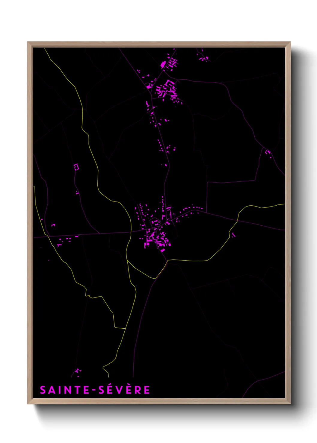 Une affiche de carte sur Sainte-Sévère