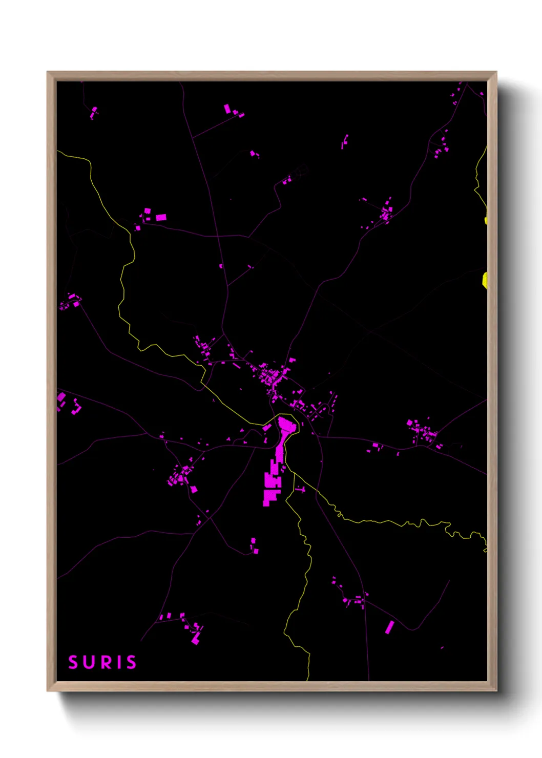Une affiche de carte sur Suris