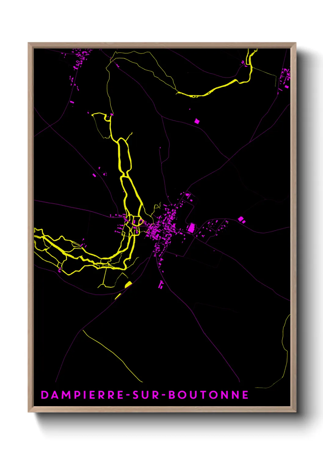 Une affiche de carte sur Dampierre-sur-Boutonne