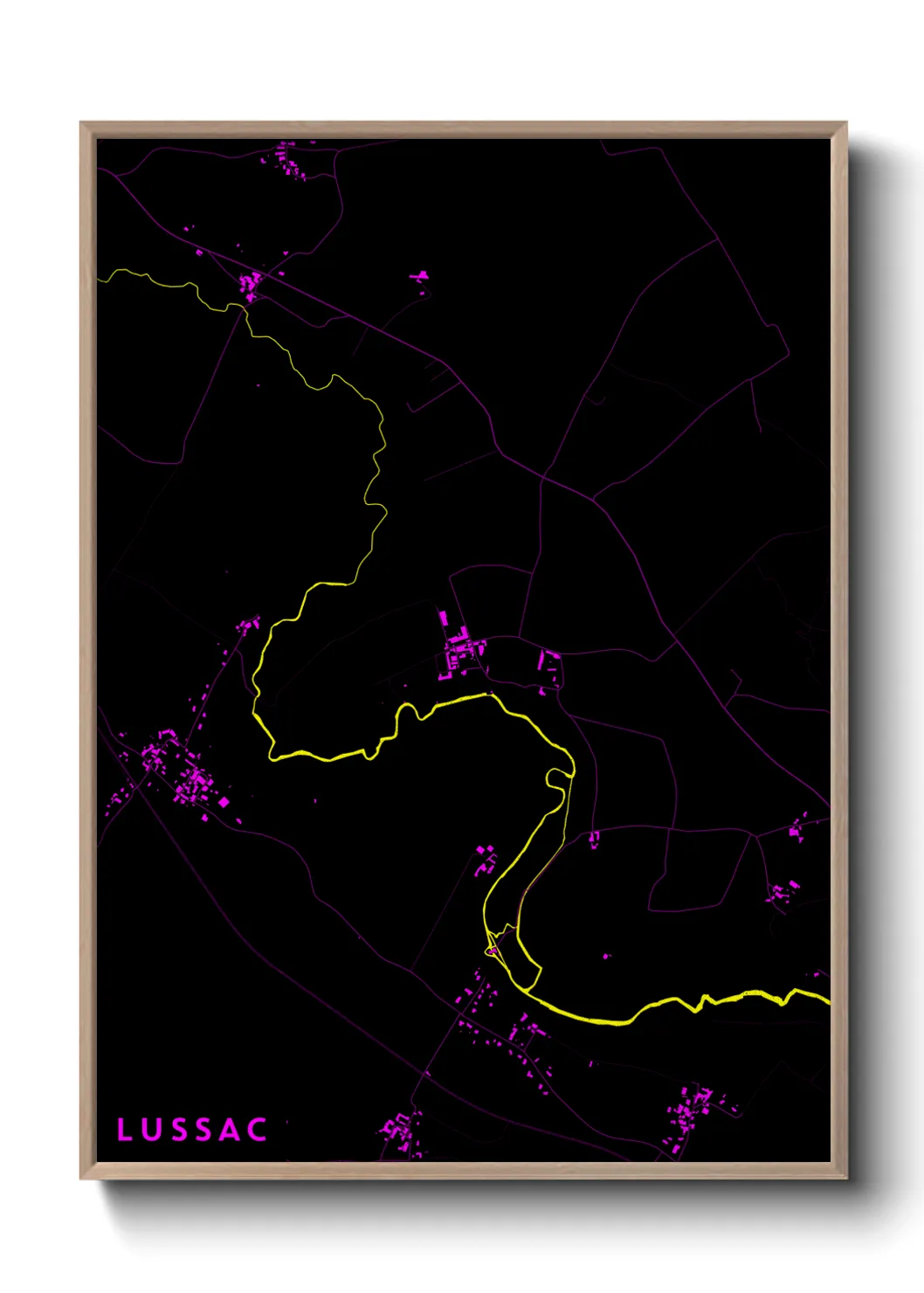 Une affiche de carte sur Lussac