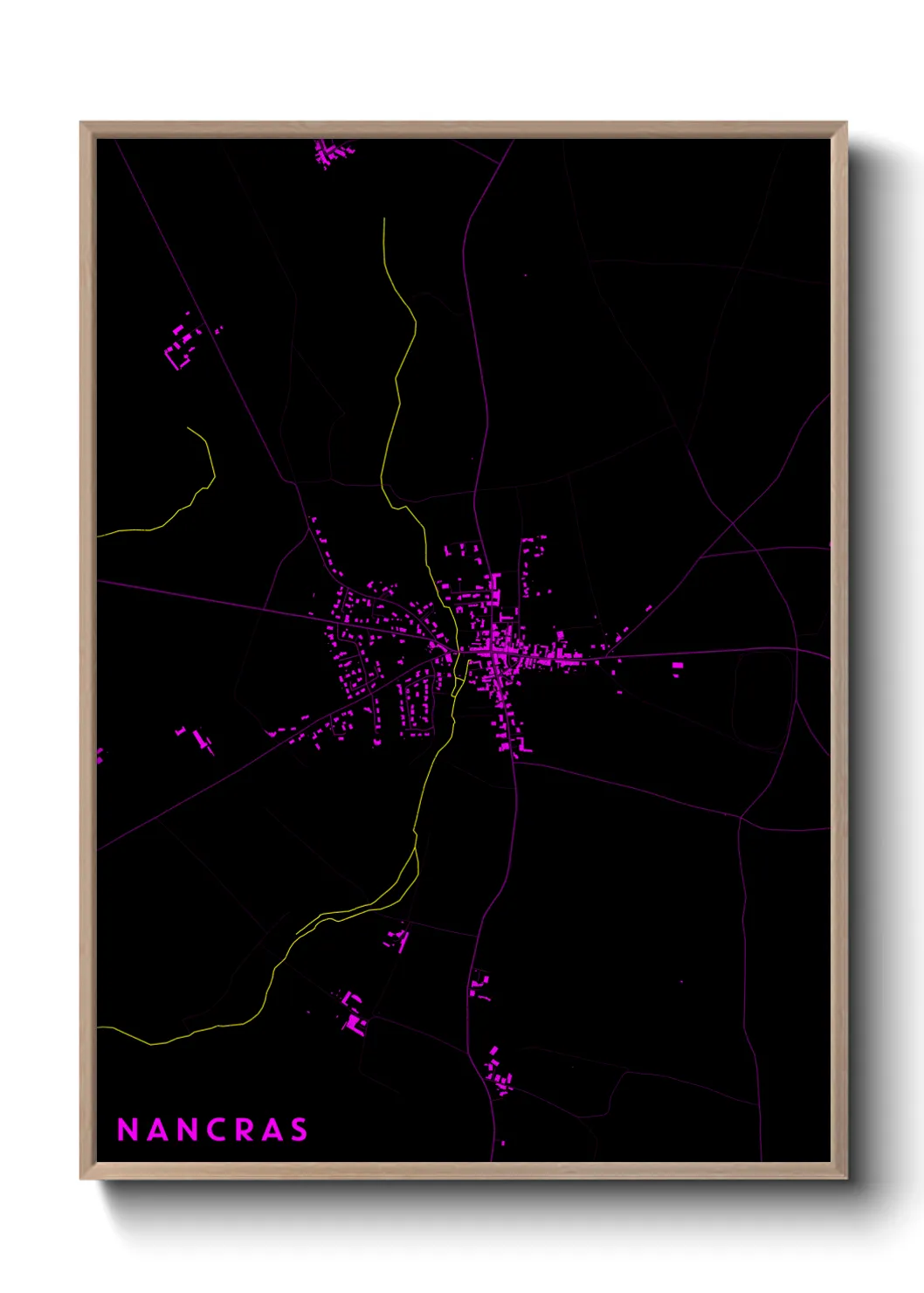 Une affiche de carte sur Nancras