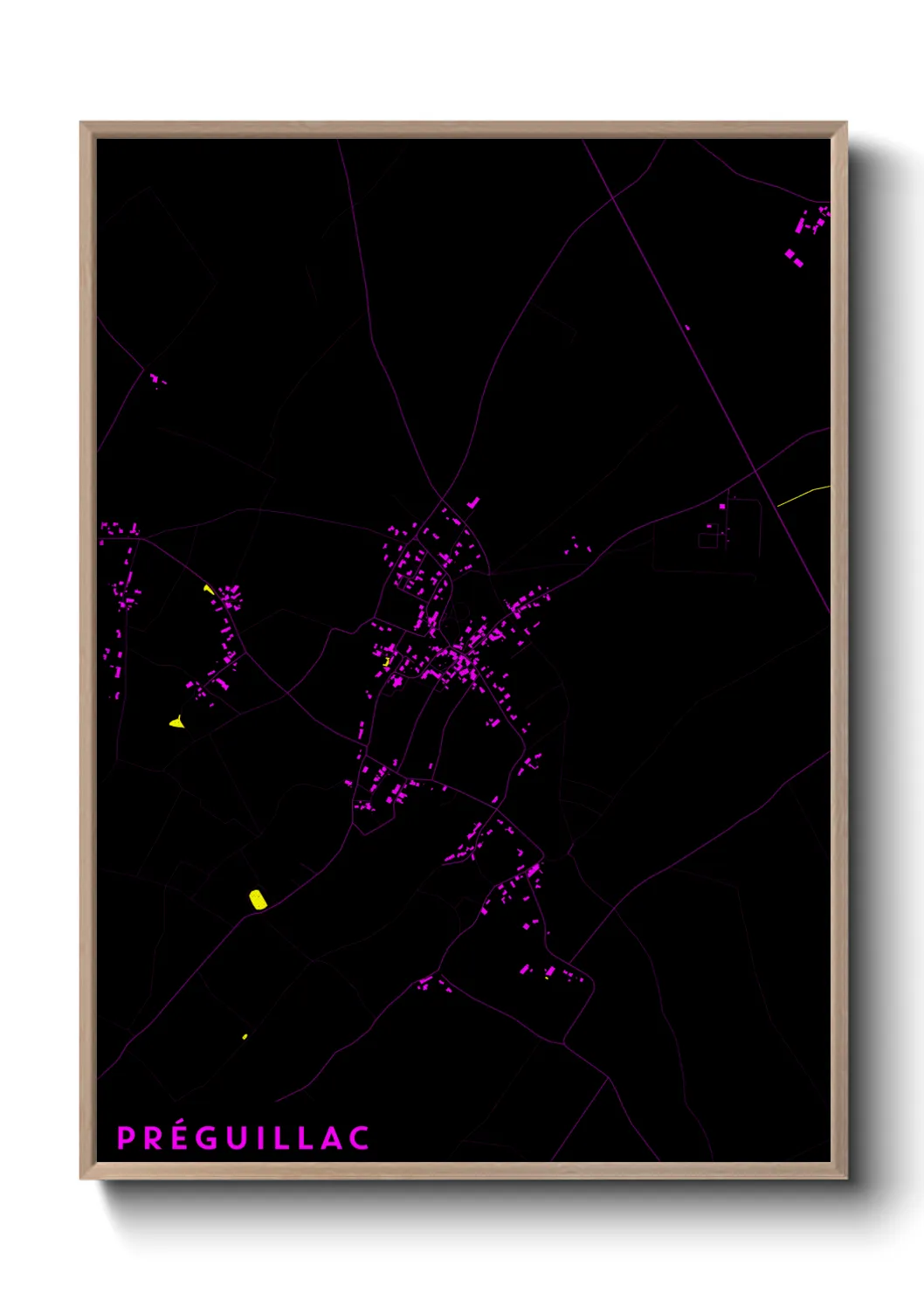 Une affiche de carte sur Préguillac