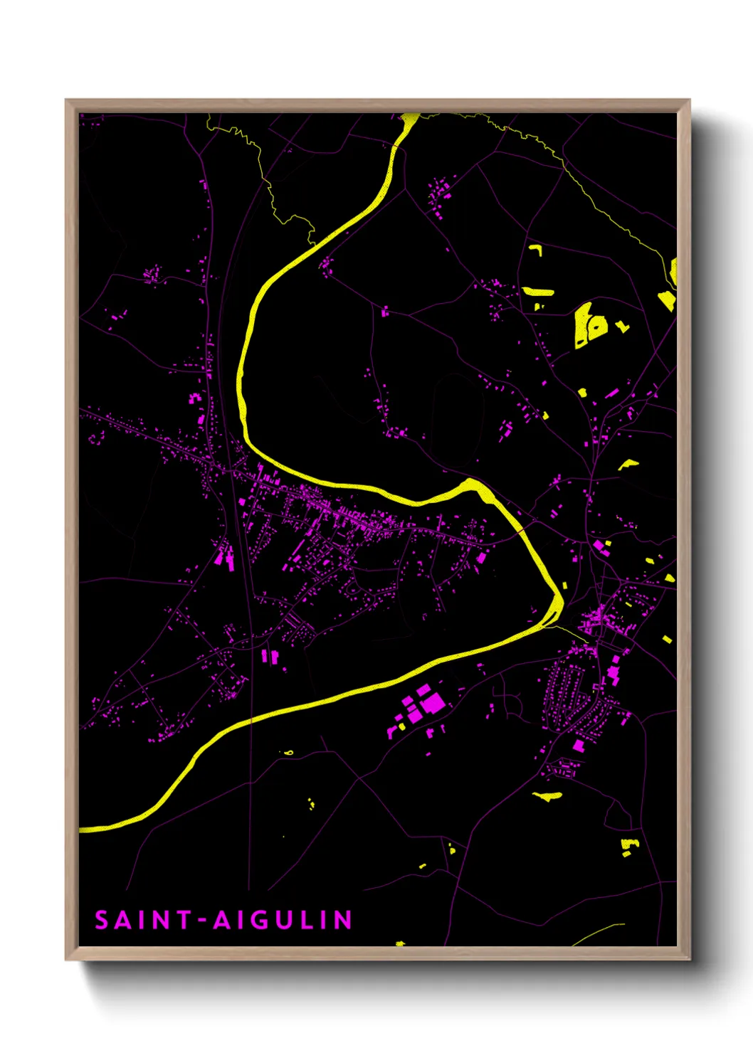 Une affiche de carte sur Saint-Aigulin