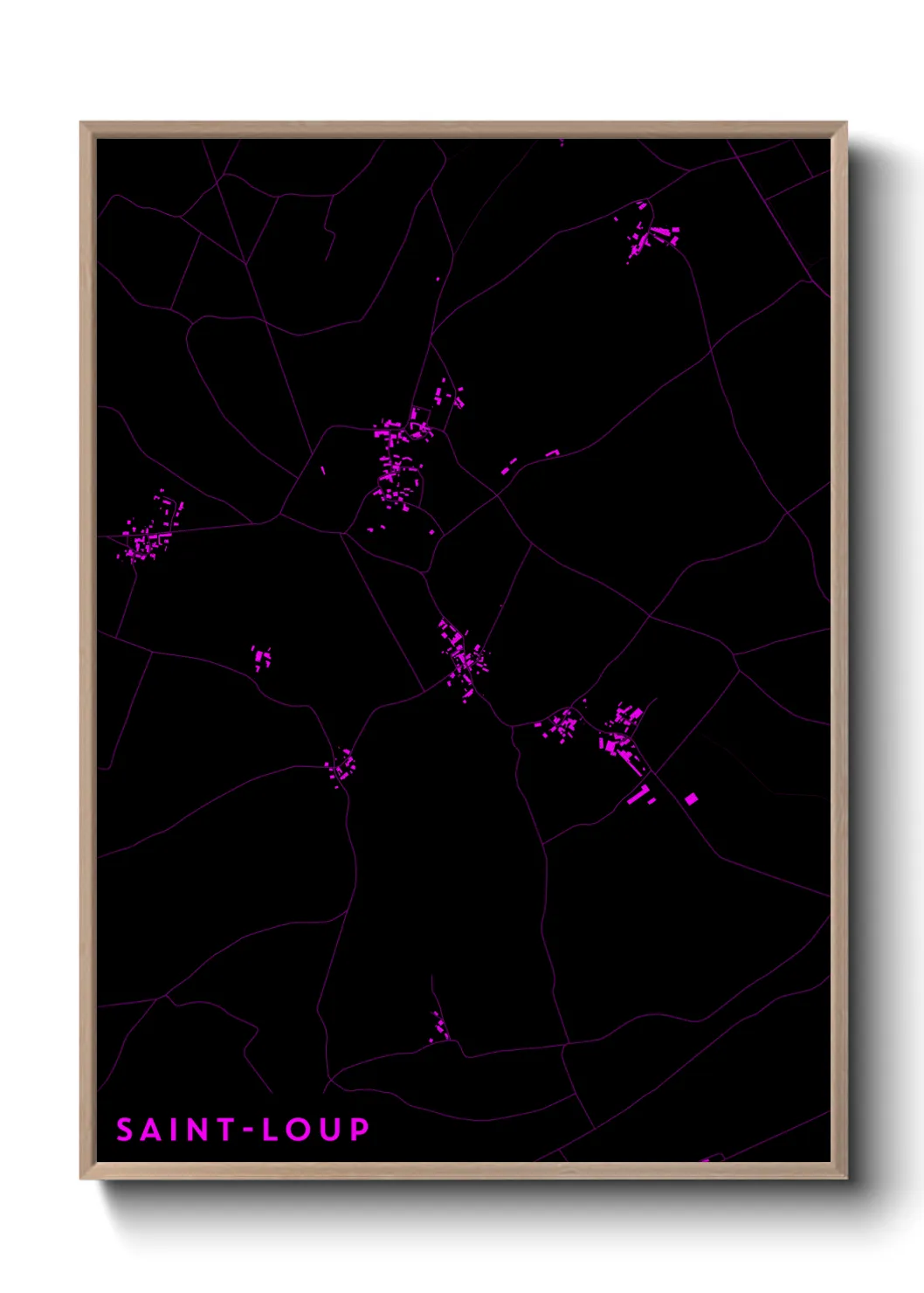 Une affiche de carte sur Saint-Loup