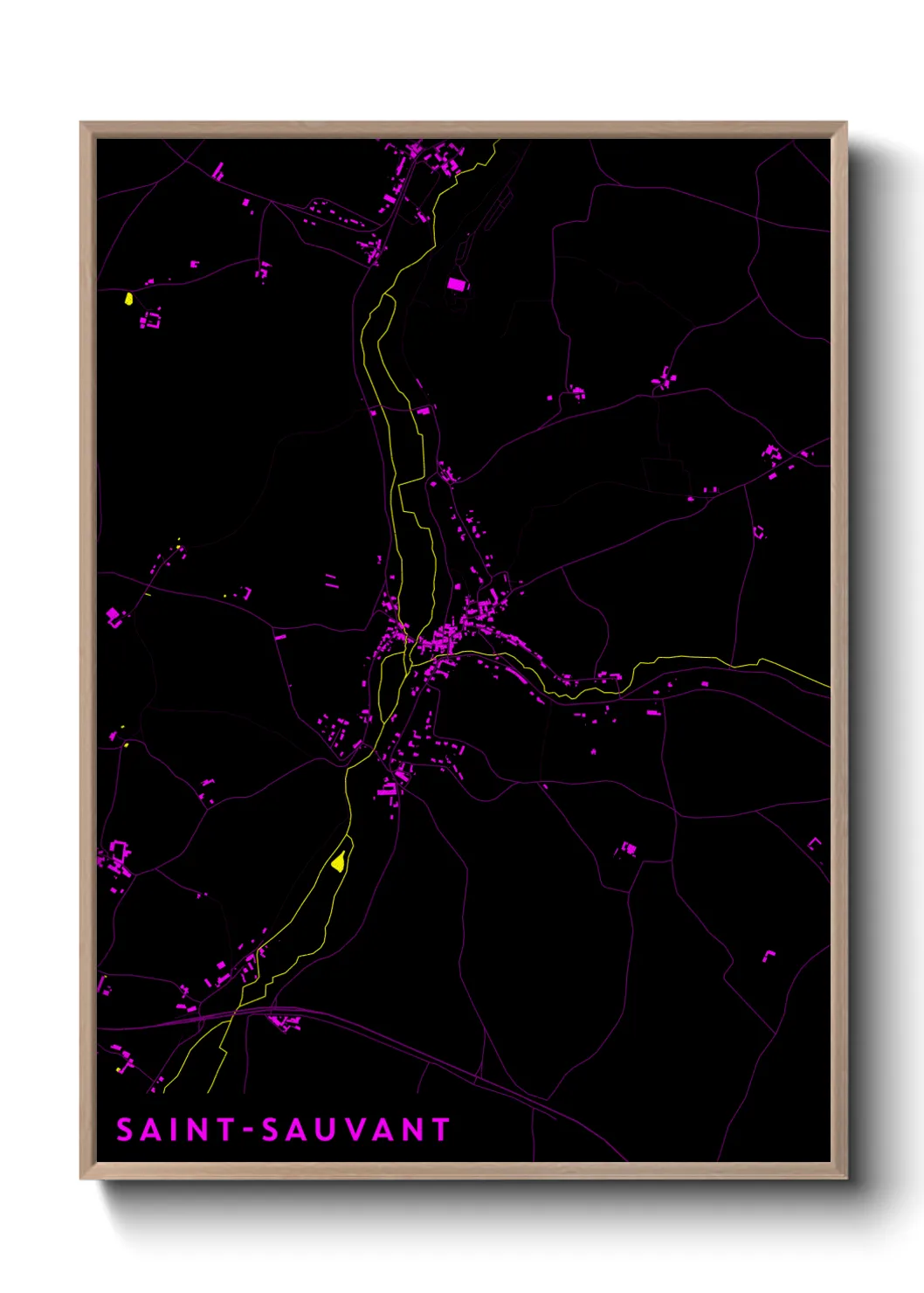 Une affiche de carte sur Saint-Sauvant