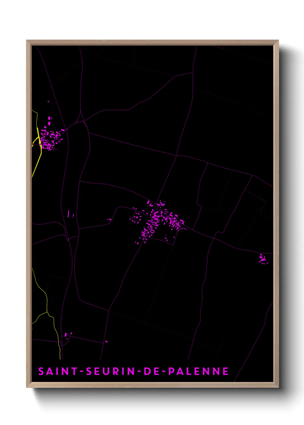 Une affiche de carte sur Saint-Seurin-de-Palenne