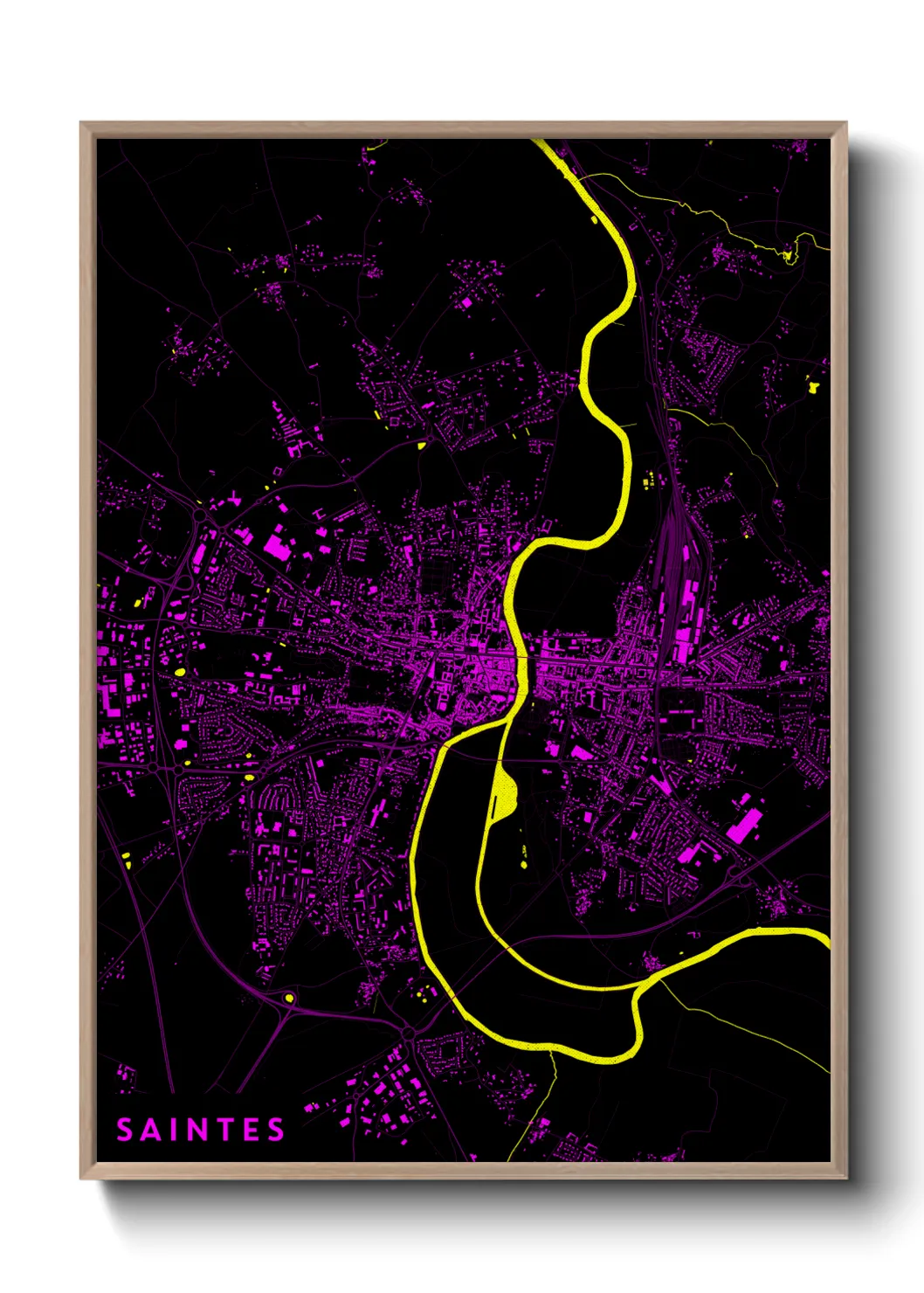 Une affiche de carte sur Saintes