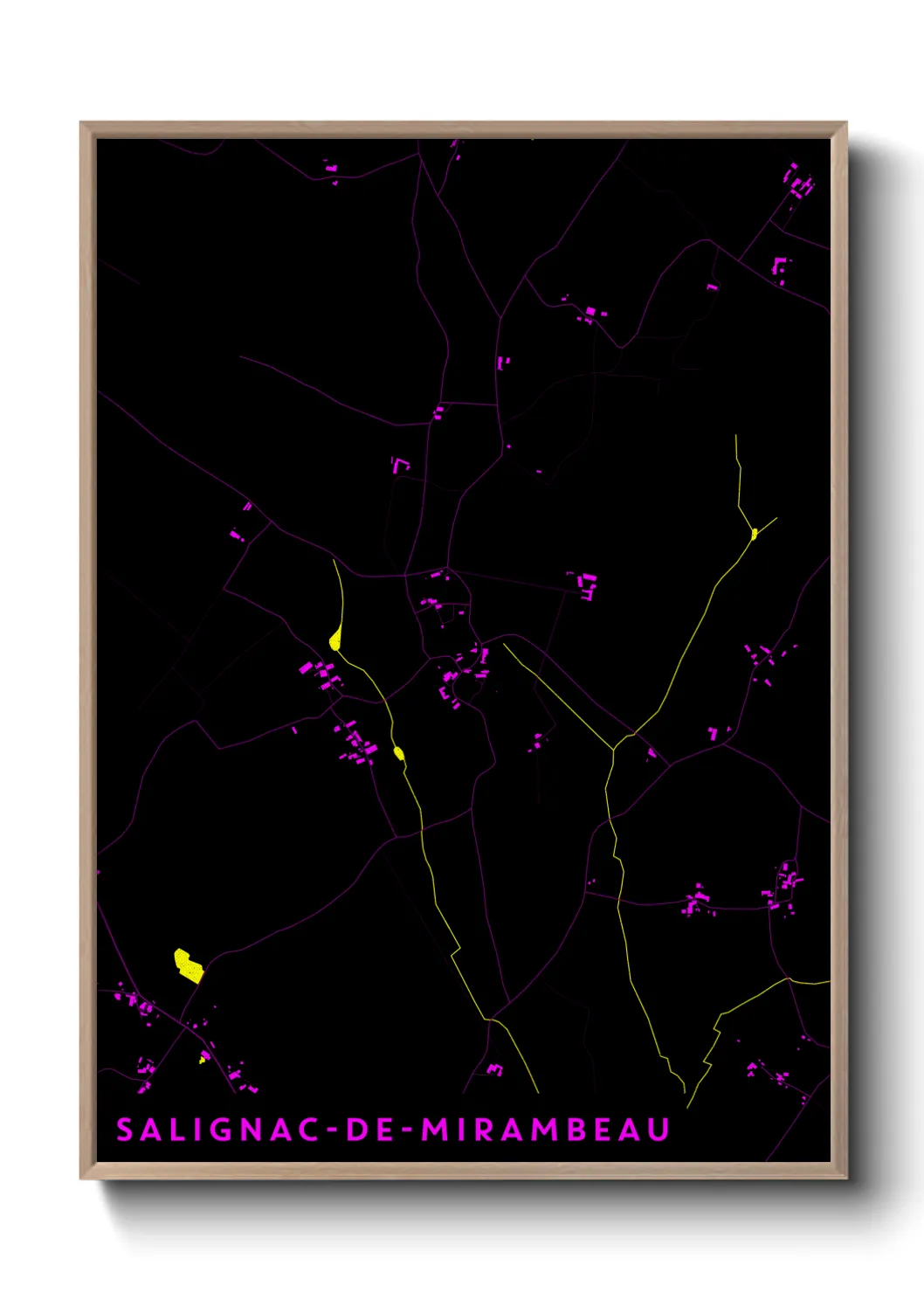 Une affiche de carte sur Salignac-de-Mirambeau