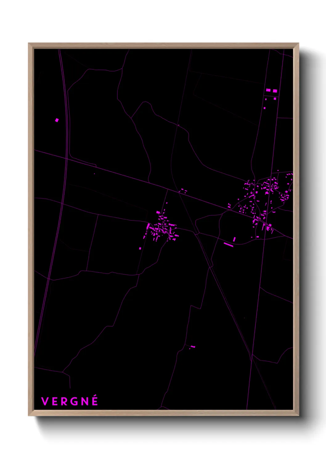 Une affiche de carte sur Vergné