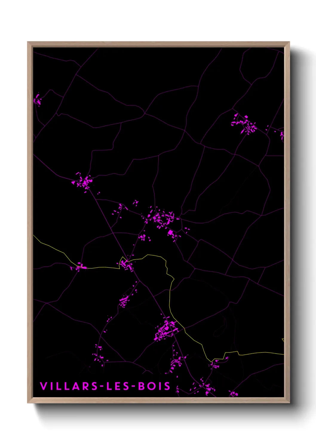 Une affiche de carte sur Villars-les-Bois