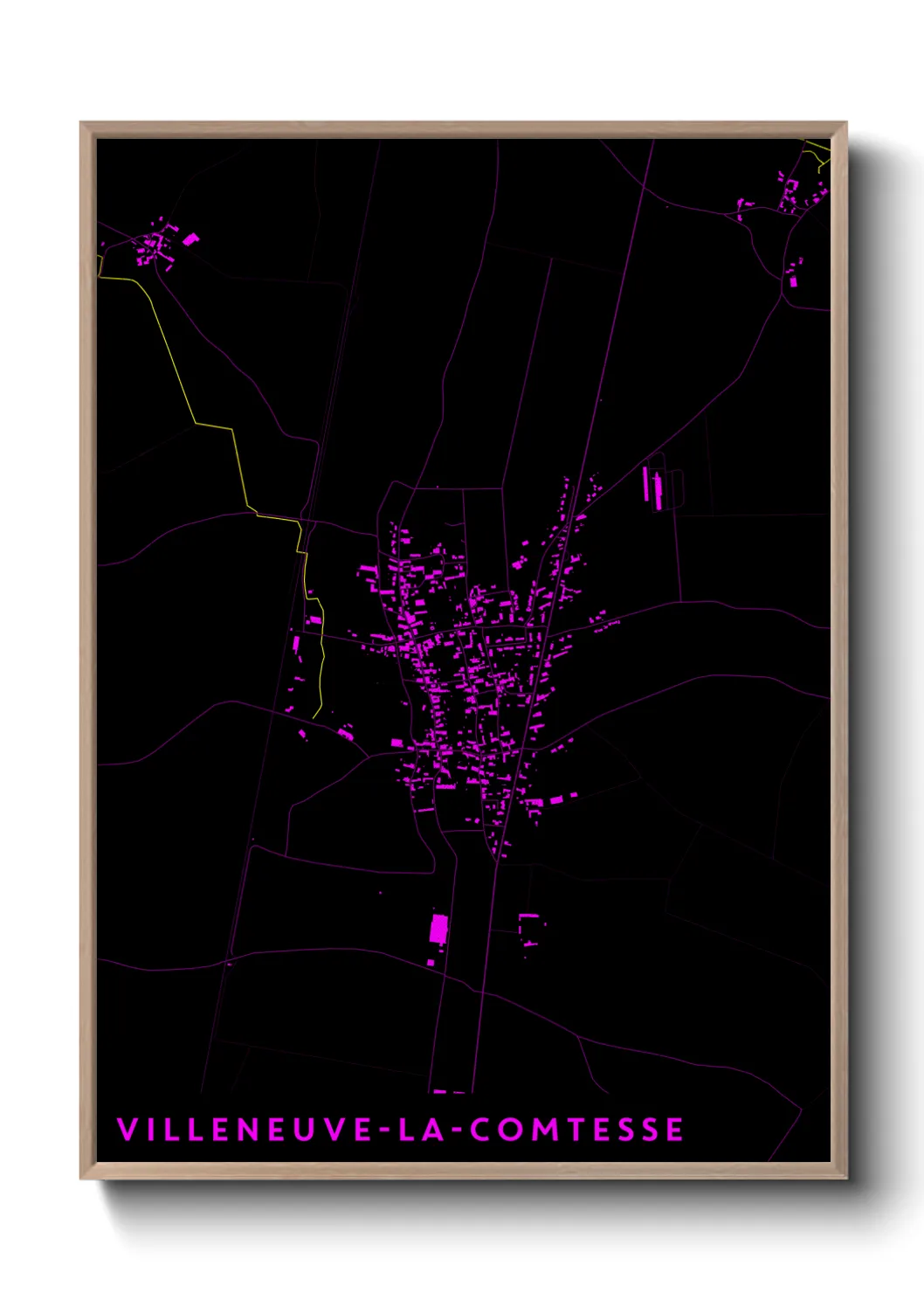 Une affiche de carte sur Villeneuve-la-Comtesse