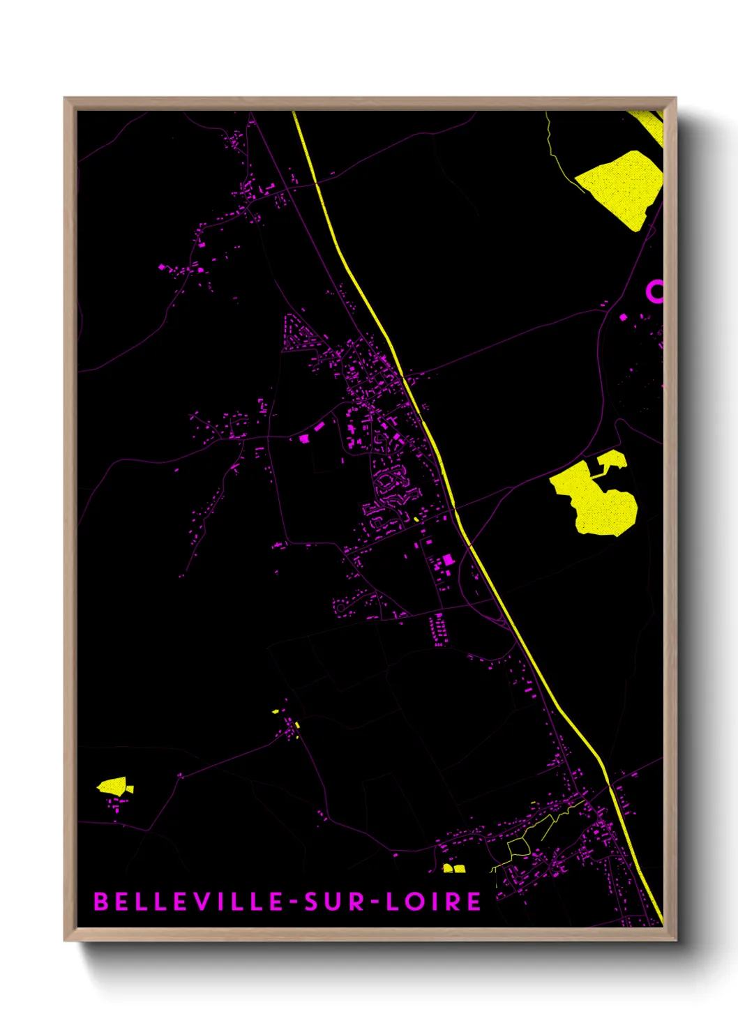 Une affiche de carte sur Belleville-sur-Loire