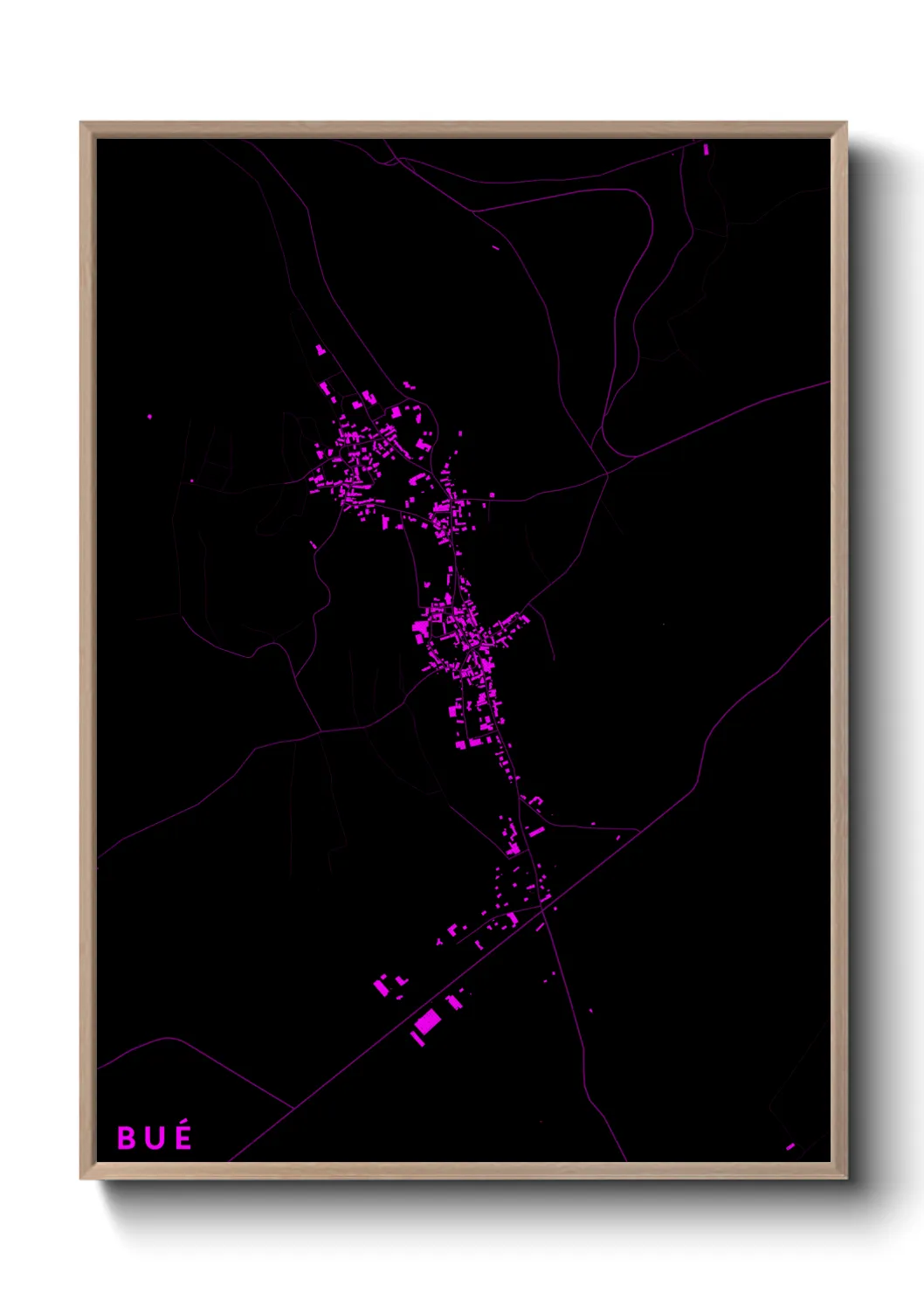 Une affiche de carte sur Bué