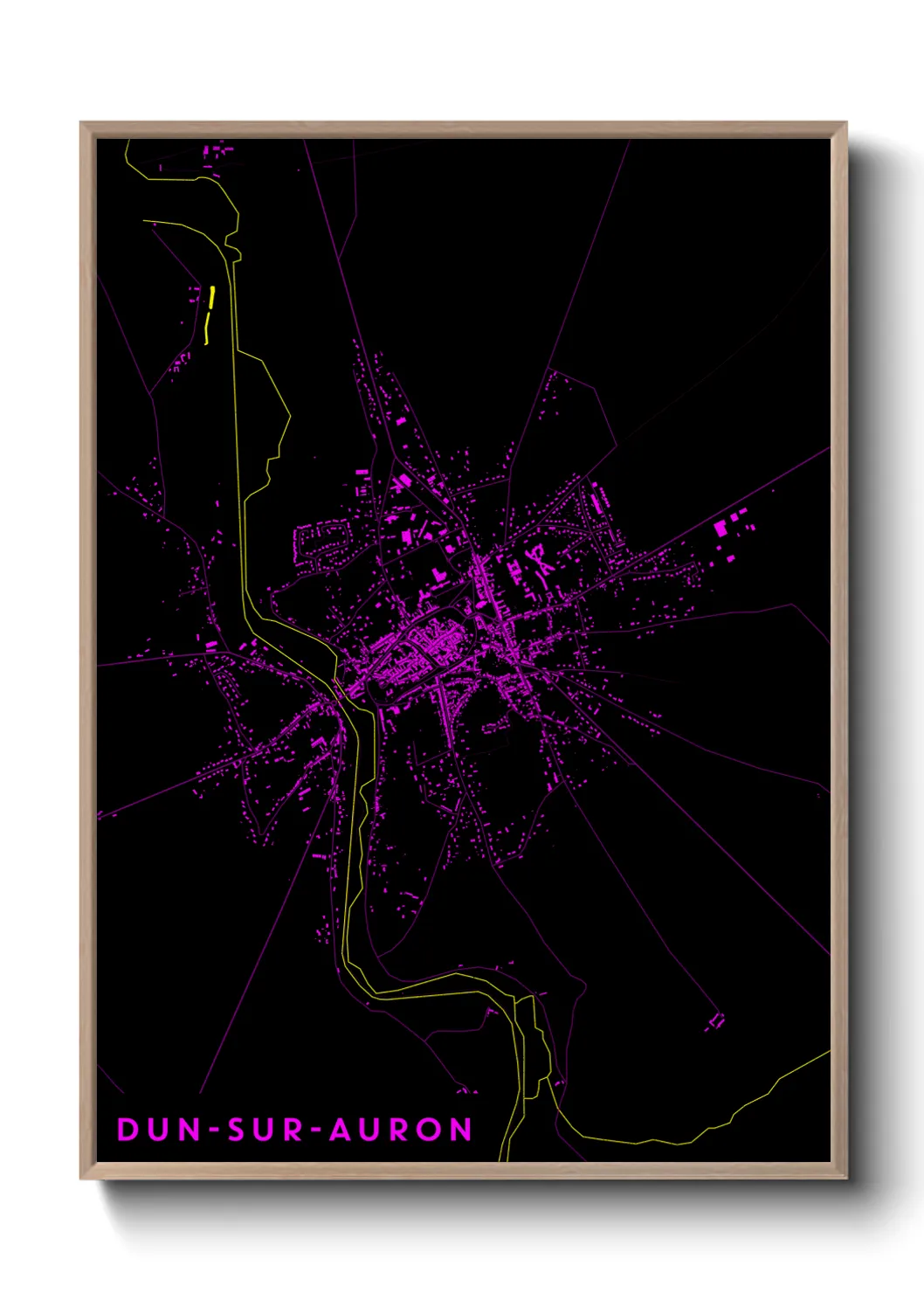 Une affiche de carte sur Dun-sur-Auron