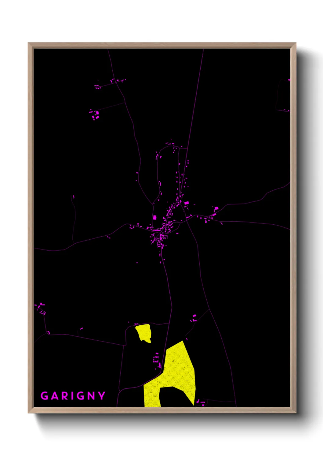 Une affiche de carte sur Garigny