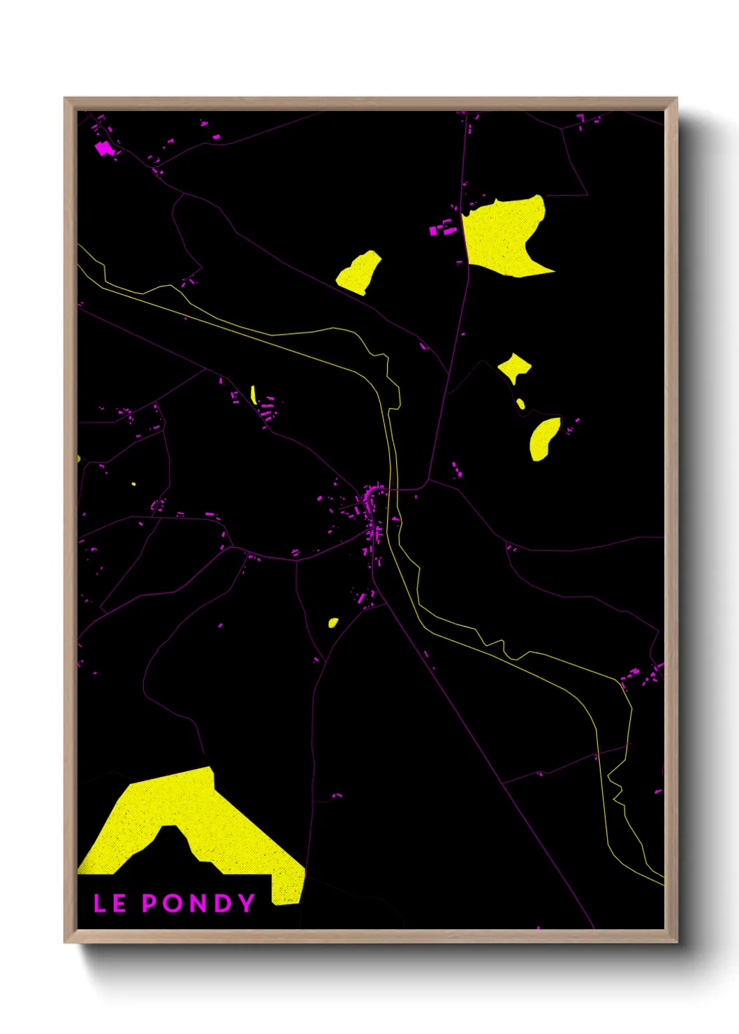 Une affiche de carte sur Le Pondy