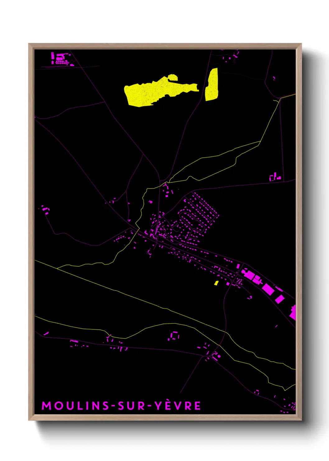 Une affiche de carte sur Moulins-sur-Yèvre
