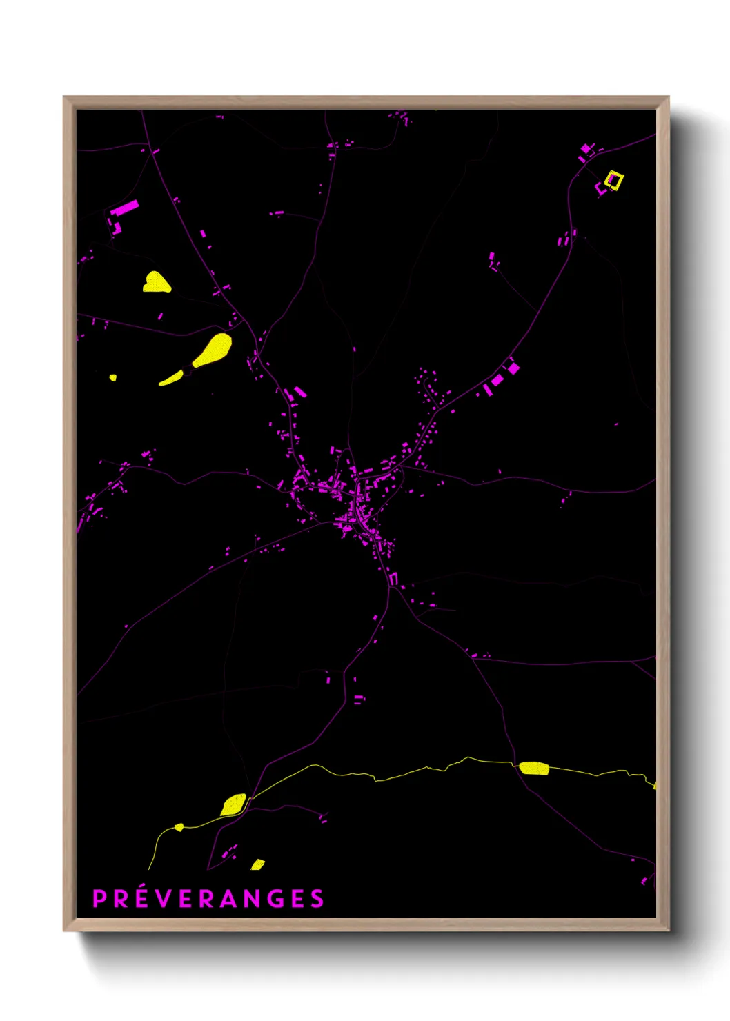 Une affiche de carte sur Préveranges