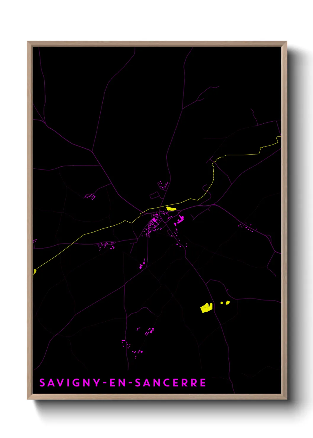 Une affiche de carte sur Savigny-en-Sancerre