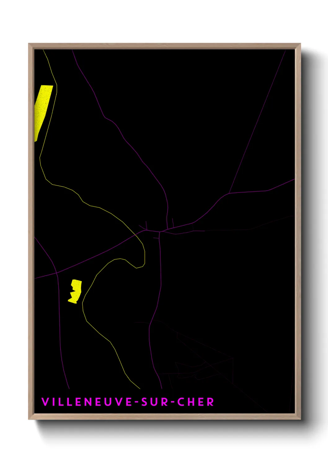 Une affiche de carte sur Villeneuve-sur-Cher