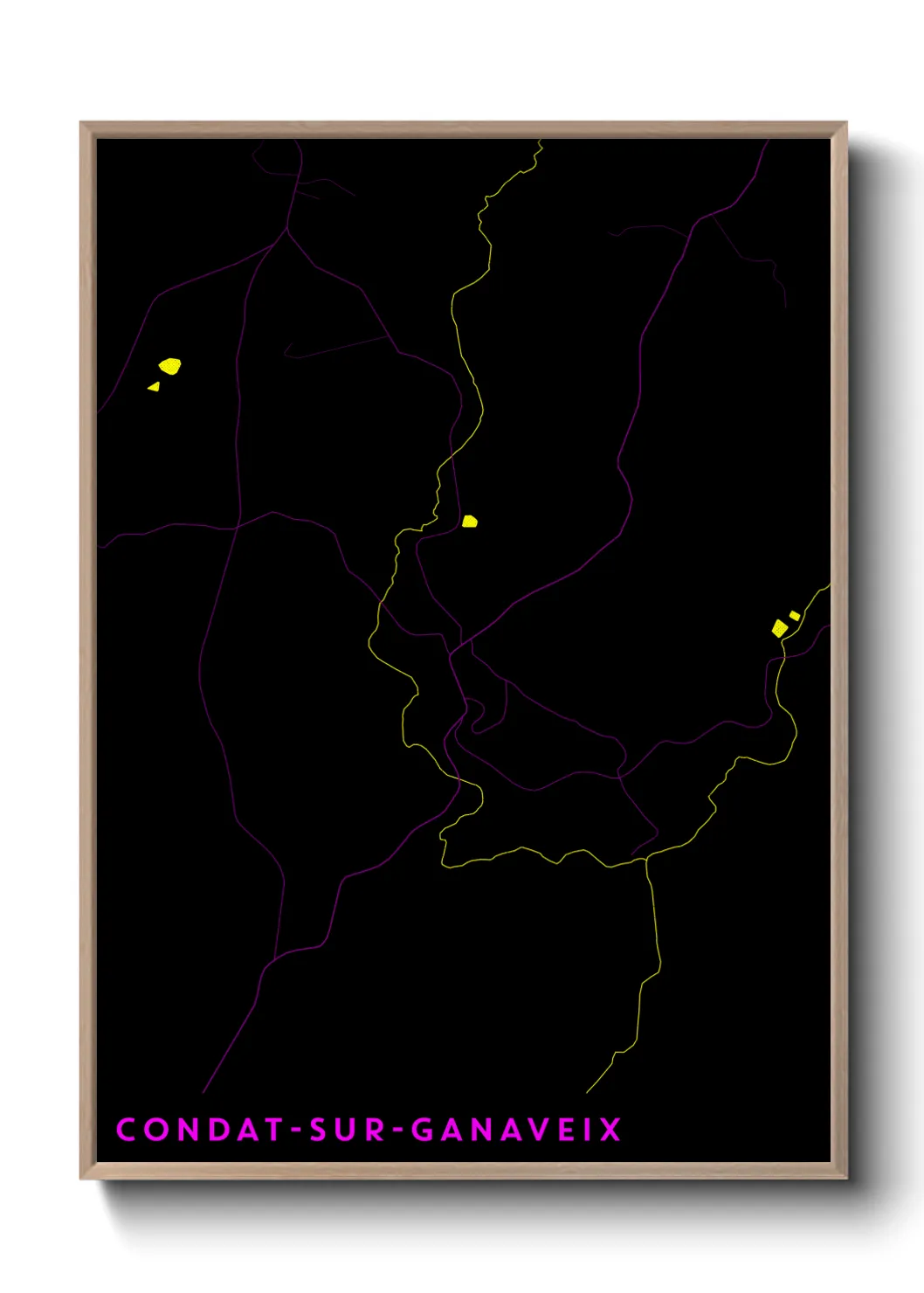 Une affiche de carte sur Condat-sur-Ganaveix