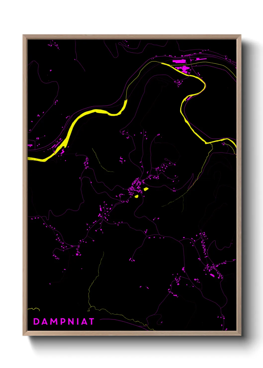 Une affiche de carte sur Dampniat