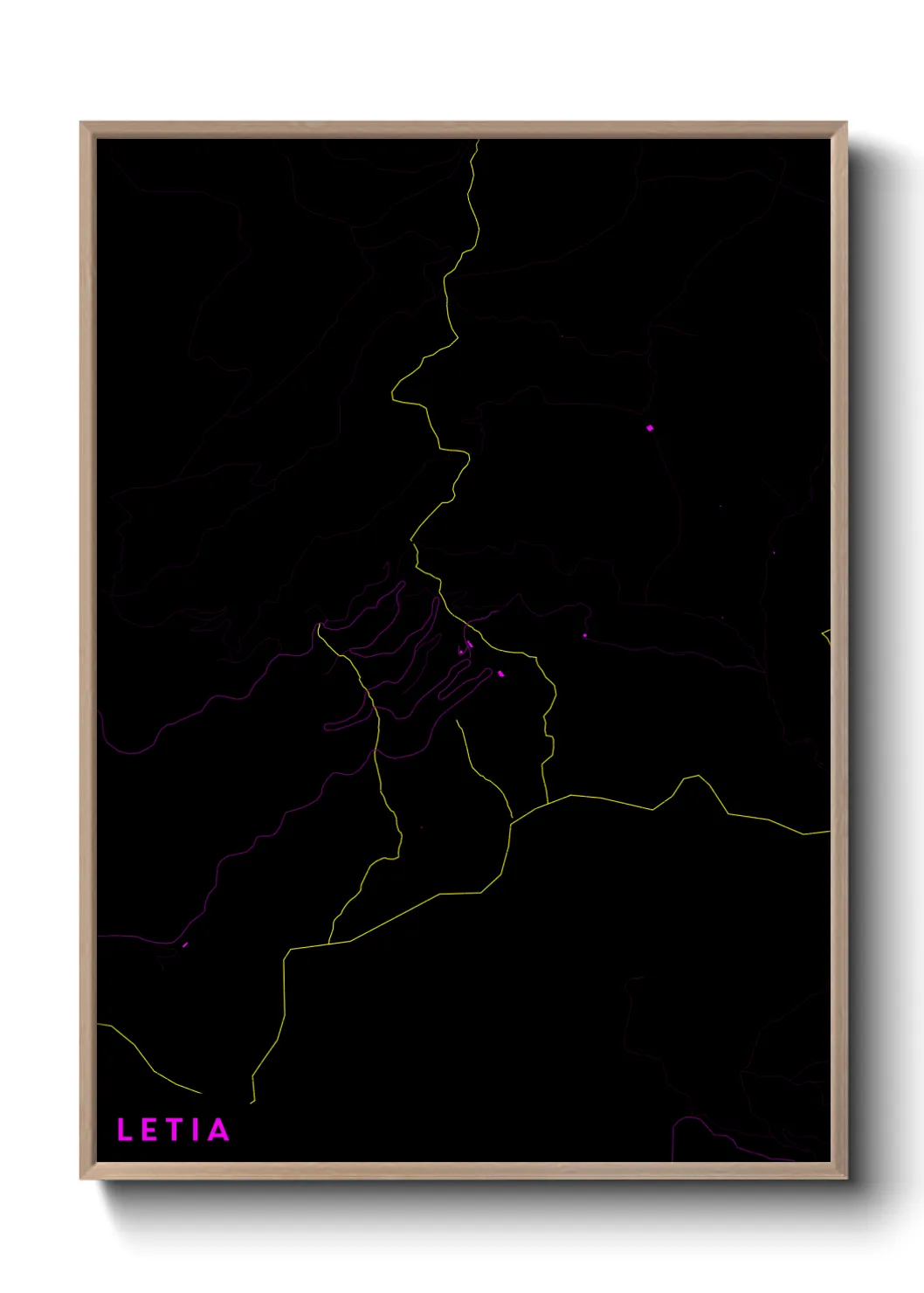 Une affiche de carte sur Letia