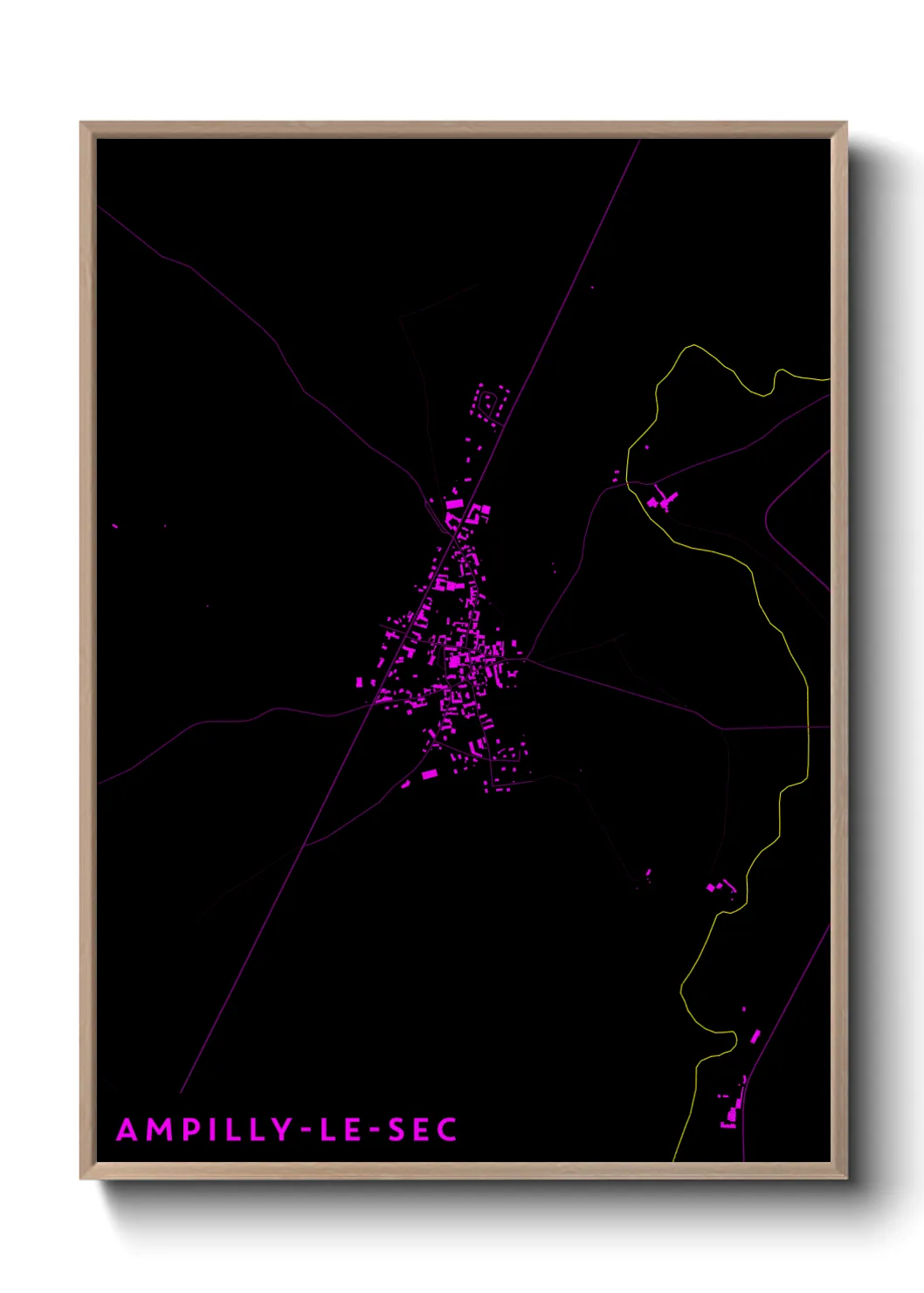 Une affiche de carte sur Ampilly-le-Sec