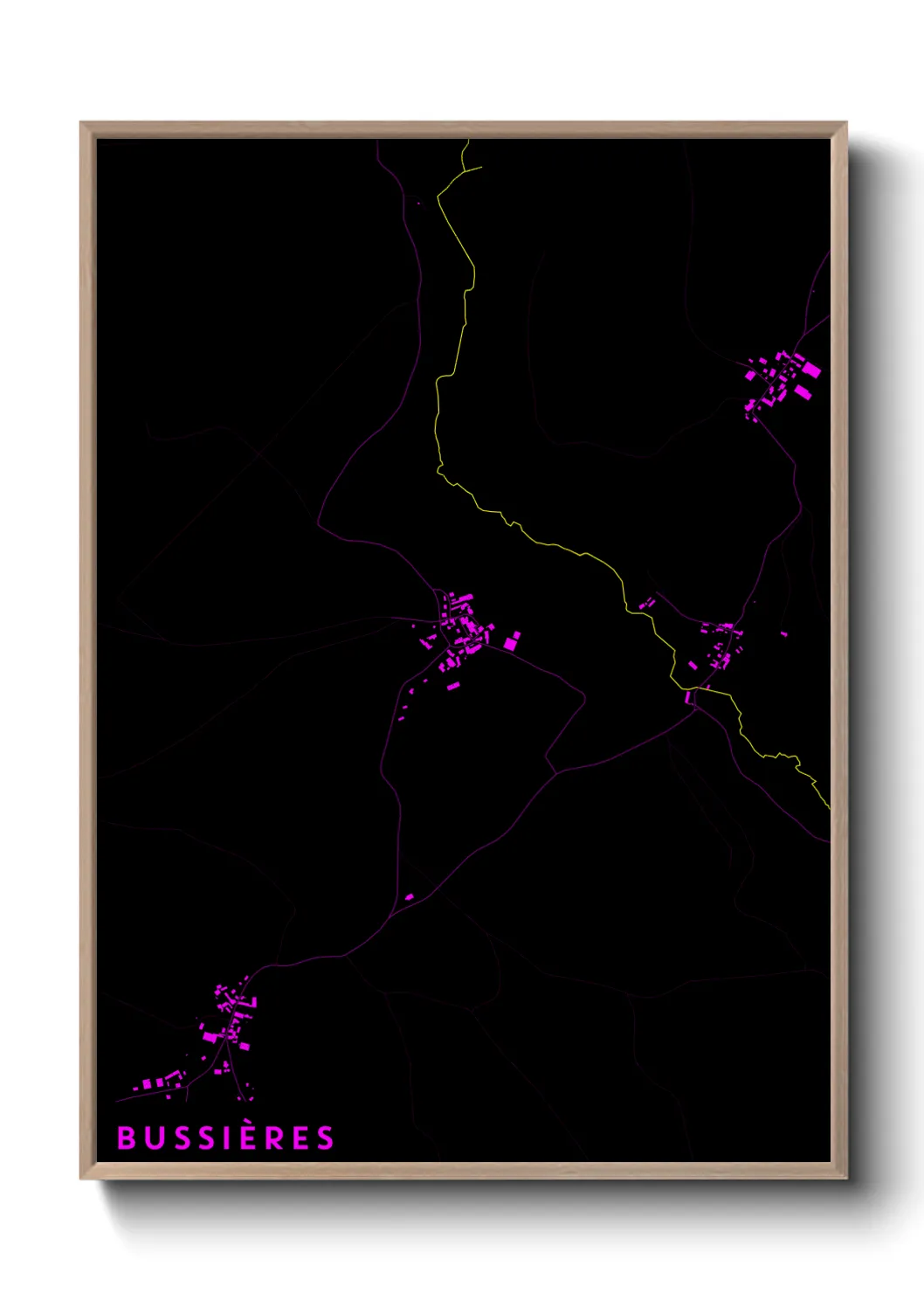 Une affiche de carte sur Bussières