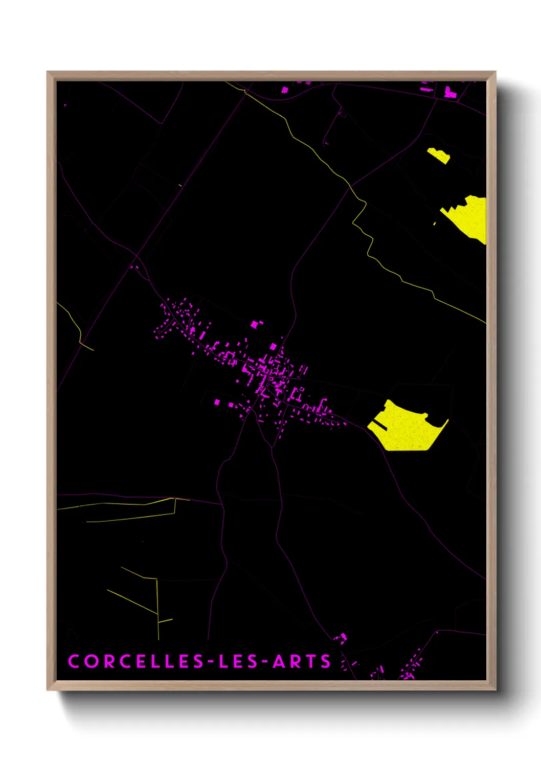 Une affiche de carte sur Corcelles-les-Arts