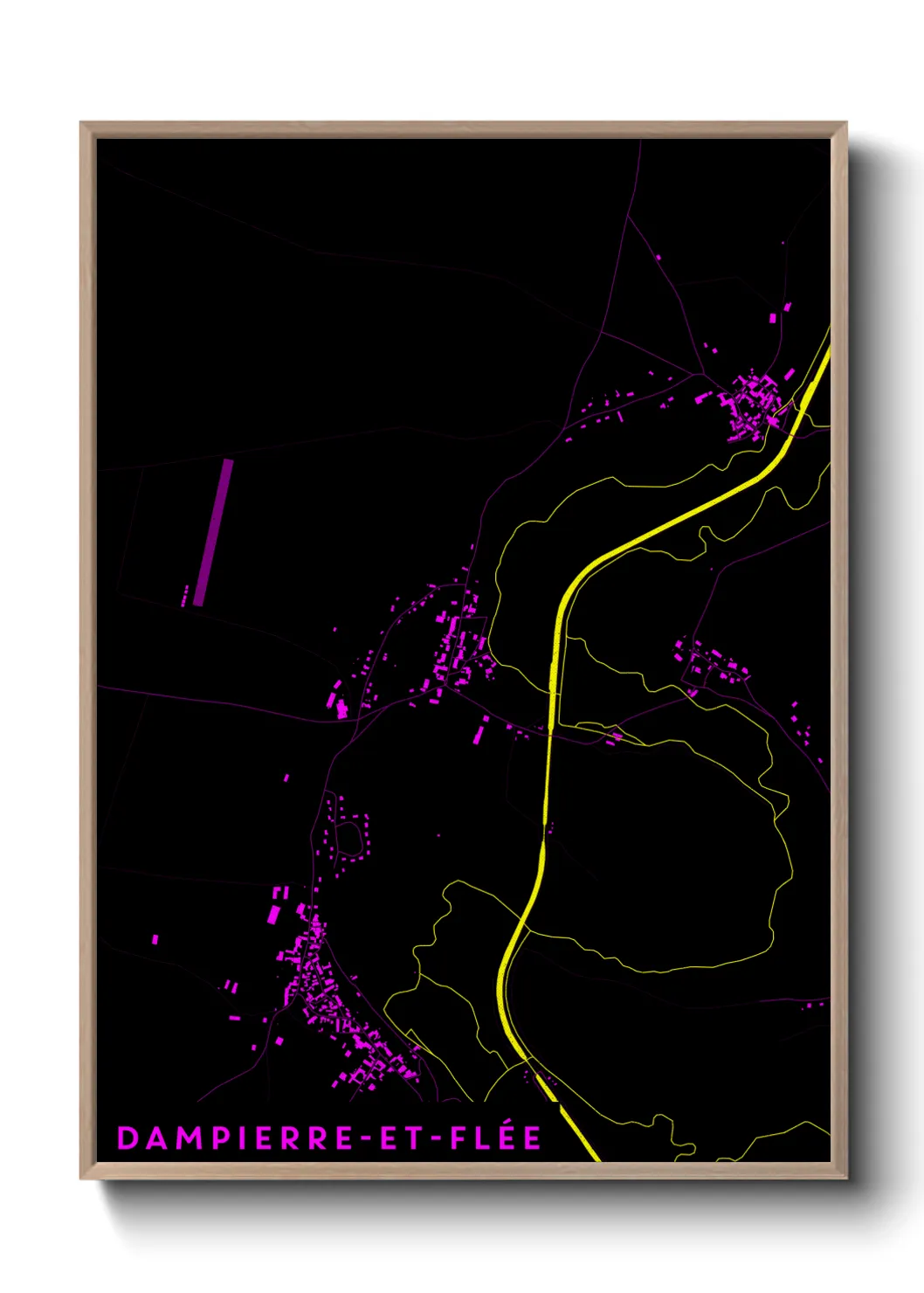 Une affiche de carte sur Dampierre-et-Flée