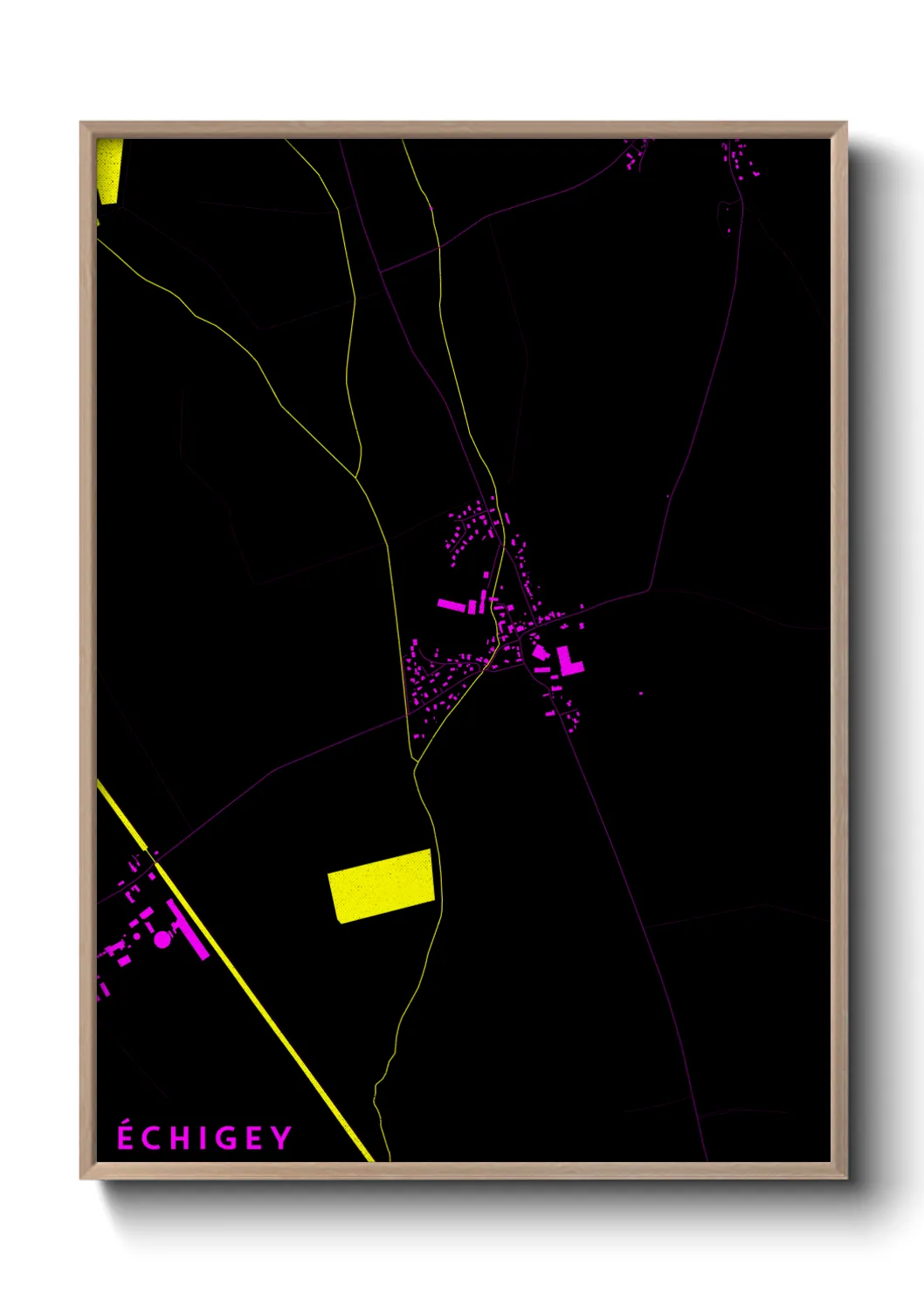 Une affiche de carte sur Échigey
