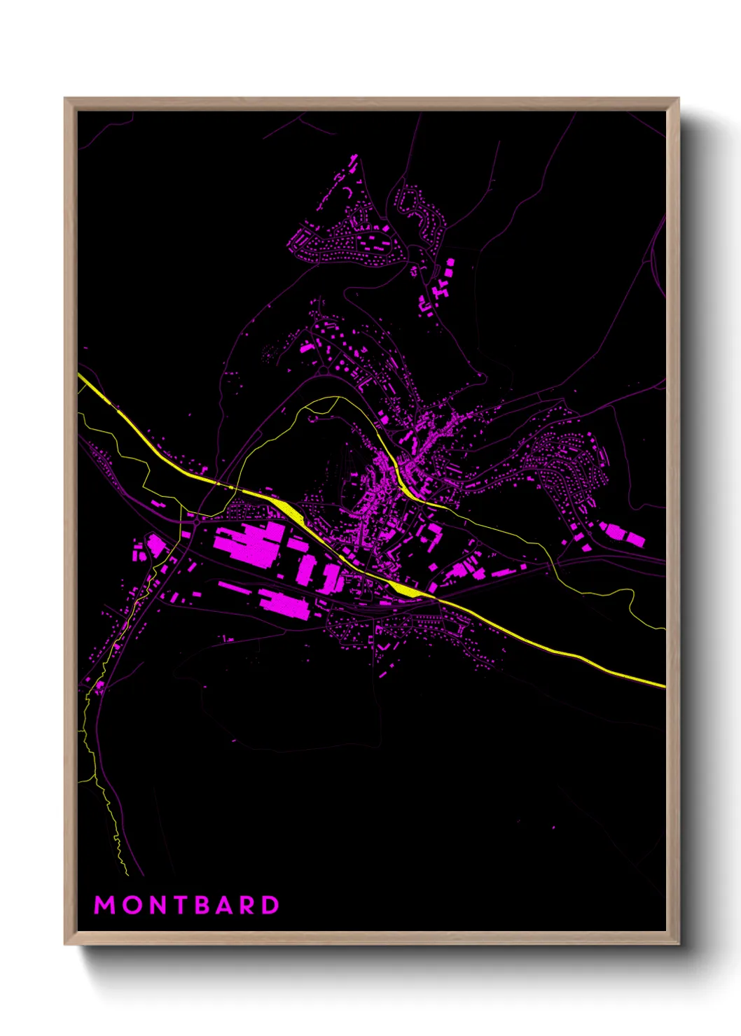 Une affiche de carte sur Montbard
