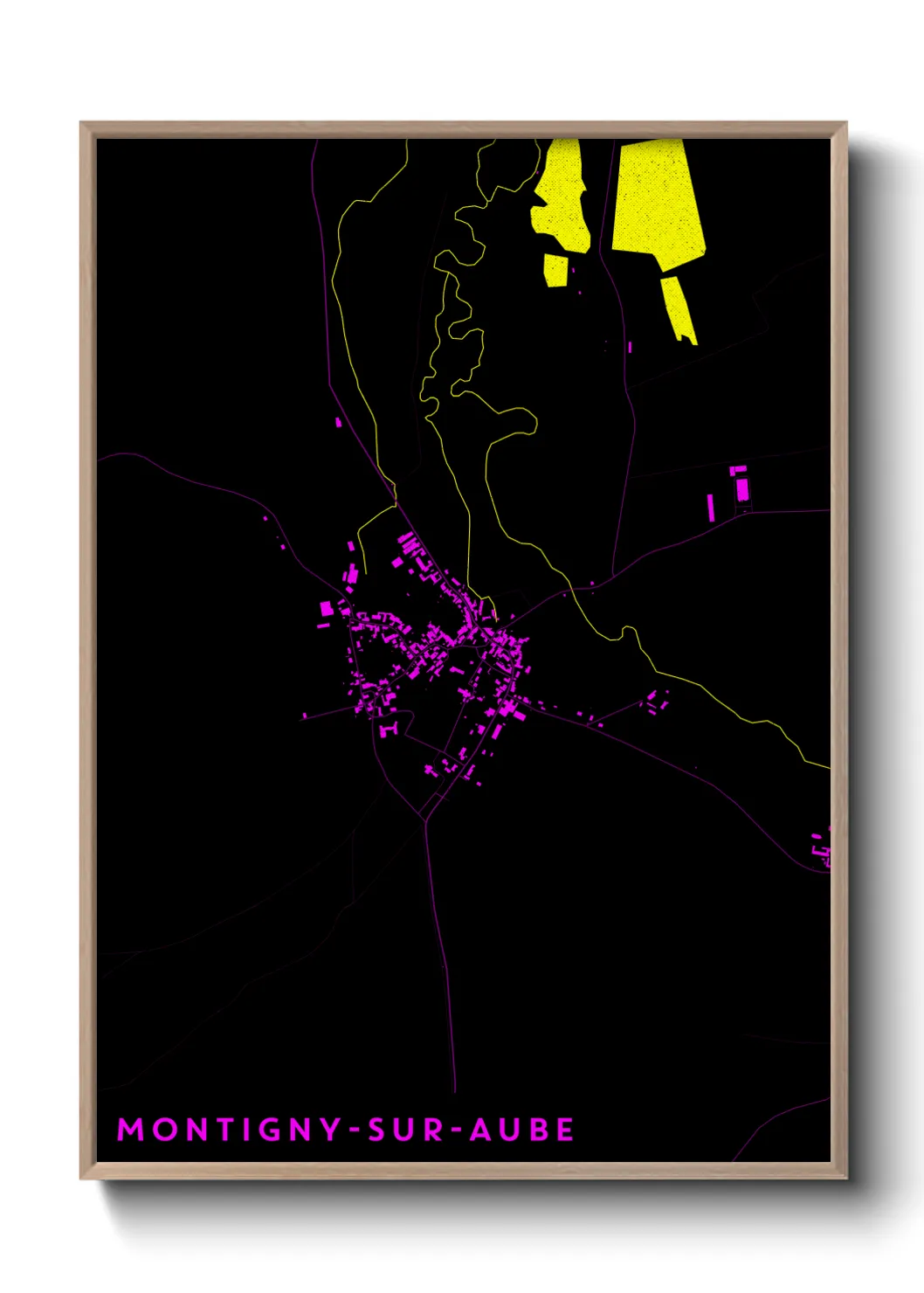 Une affiche de carte sur Montigny-sur-Aube