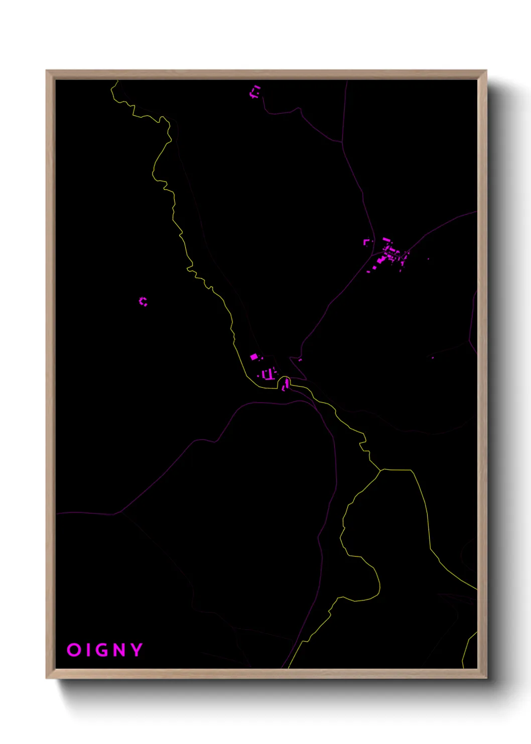 Une affiche de carte sur Oigny